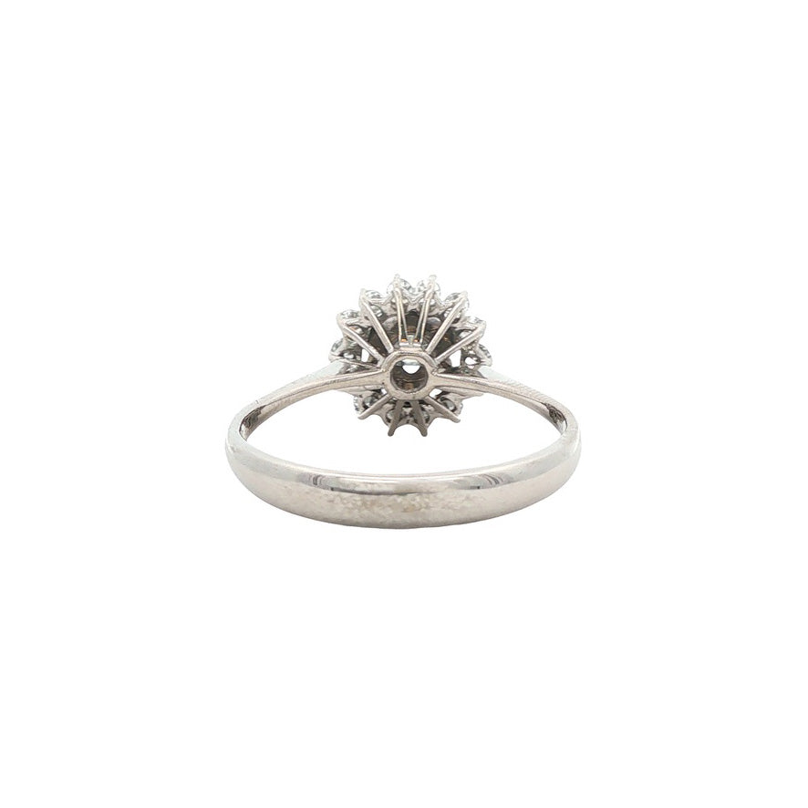 Vintage white gold ring with diamond, 14 kt