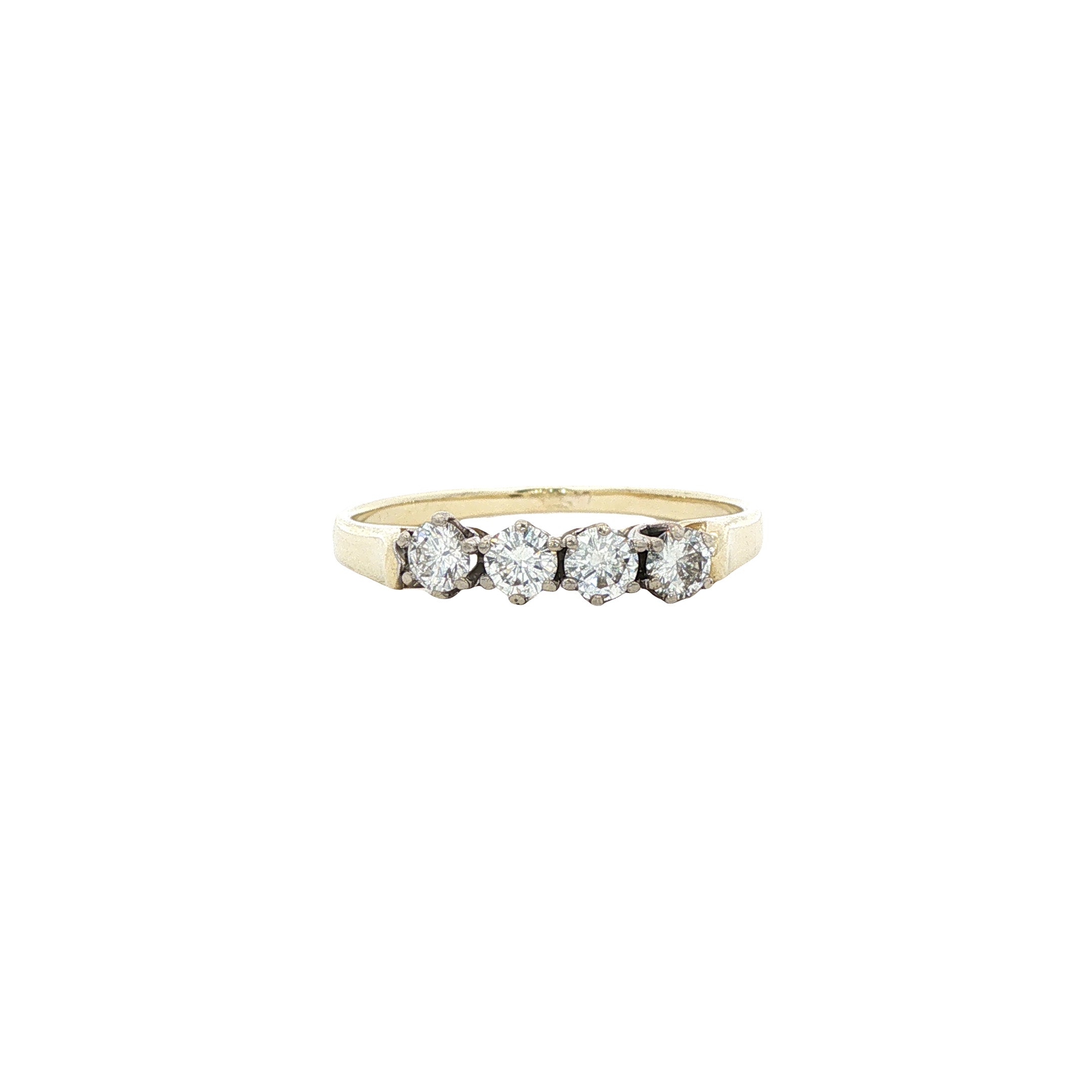 Gouden vintage ring met diamant 14 kt