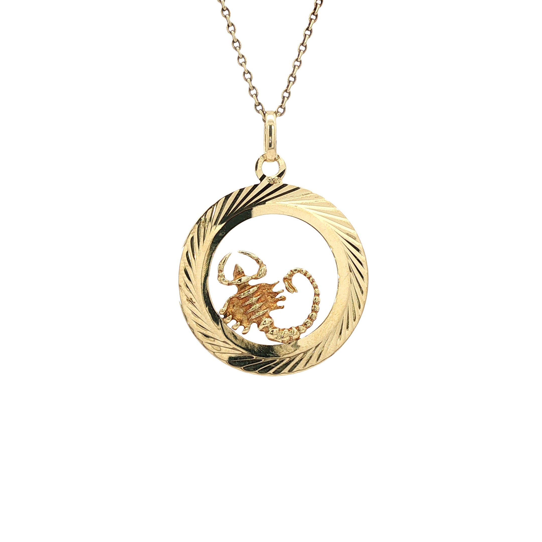 Gouden vintage schorpioen hanger 14 kt