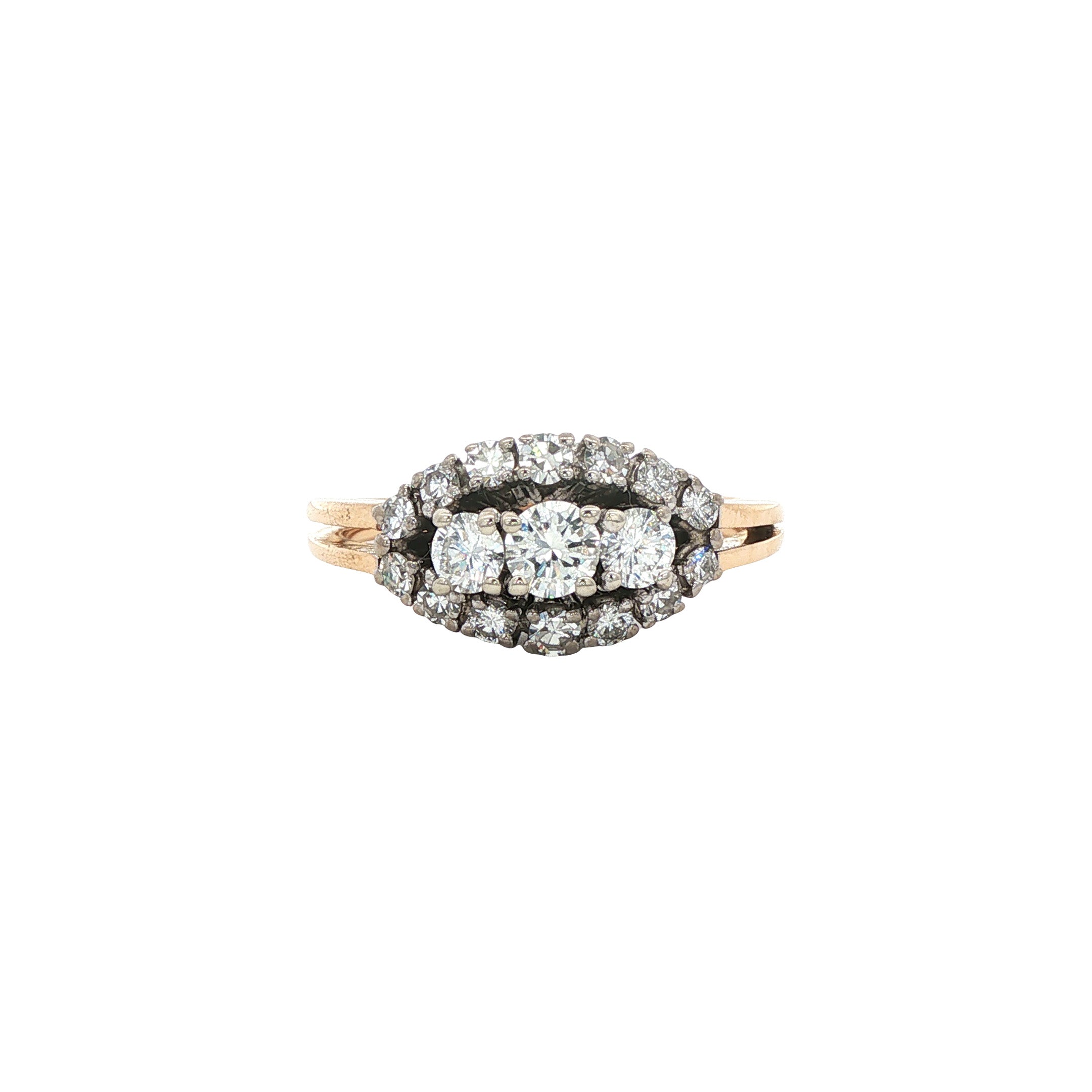 Roségouden vintage ring met diamant 14 kt