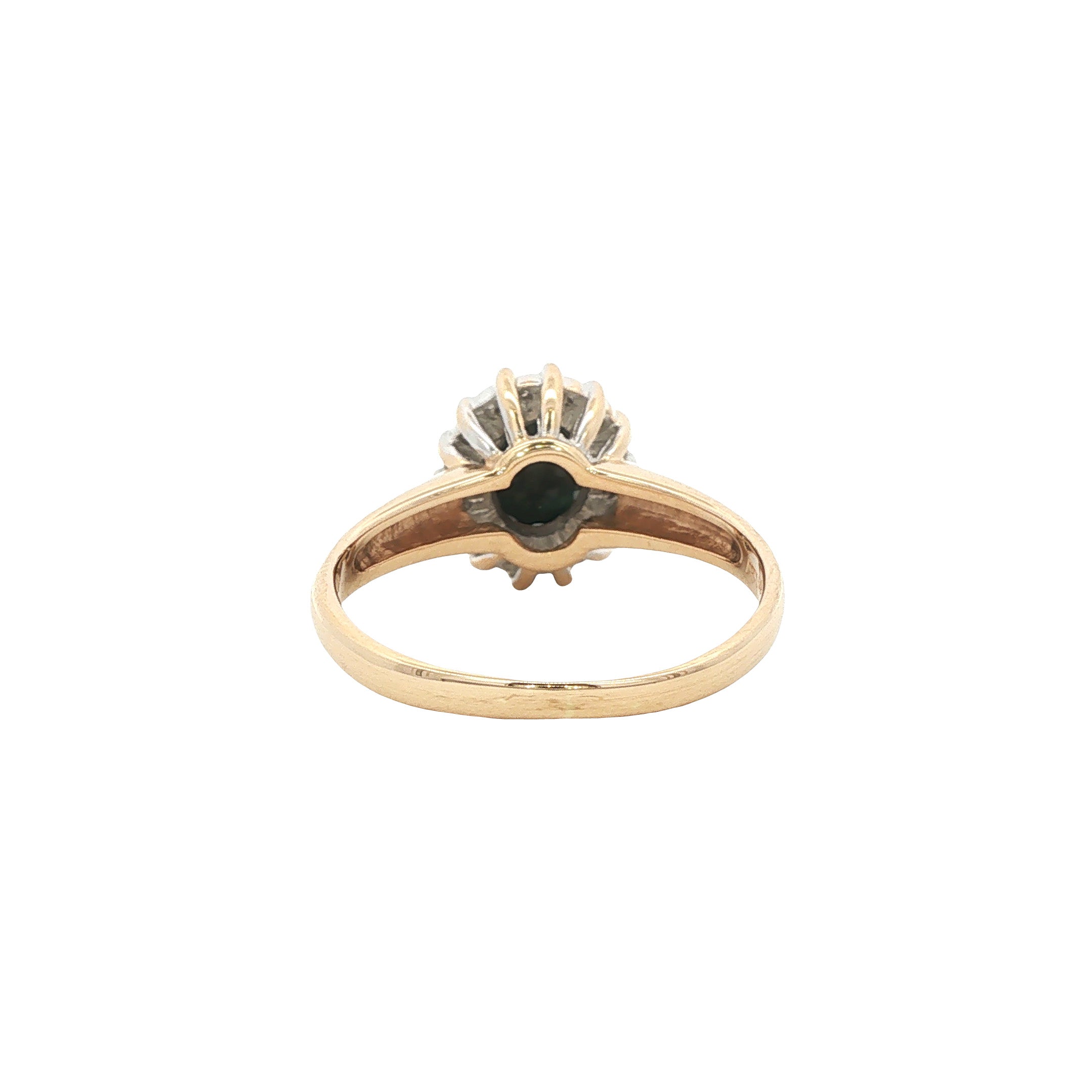 Gouden vintage ring met saffier en diamant 14 kt