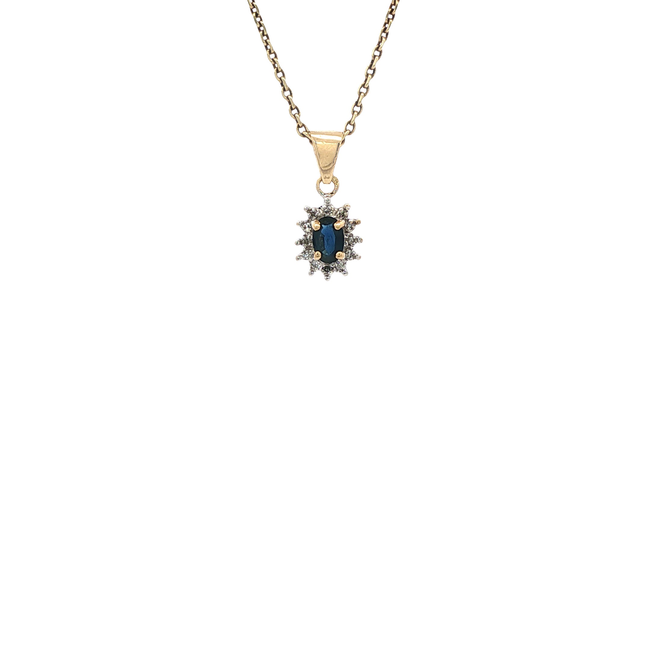 14 kt gold pendant with sapphire and diamond