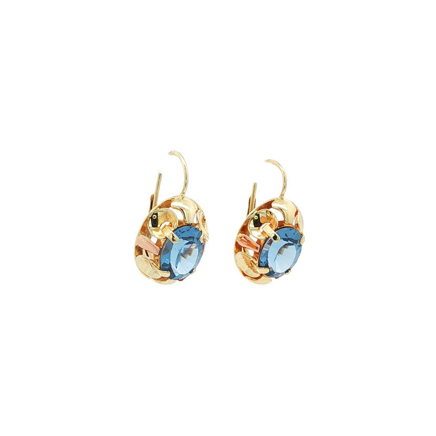 Vintage 14 kt gold drop earrings with spinel