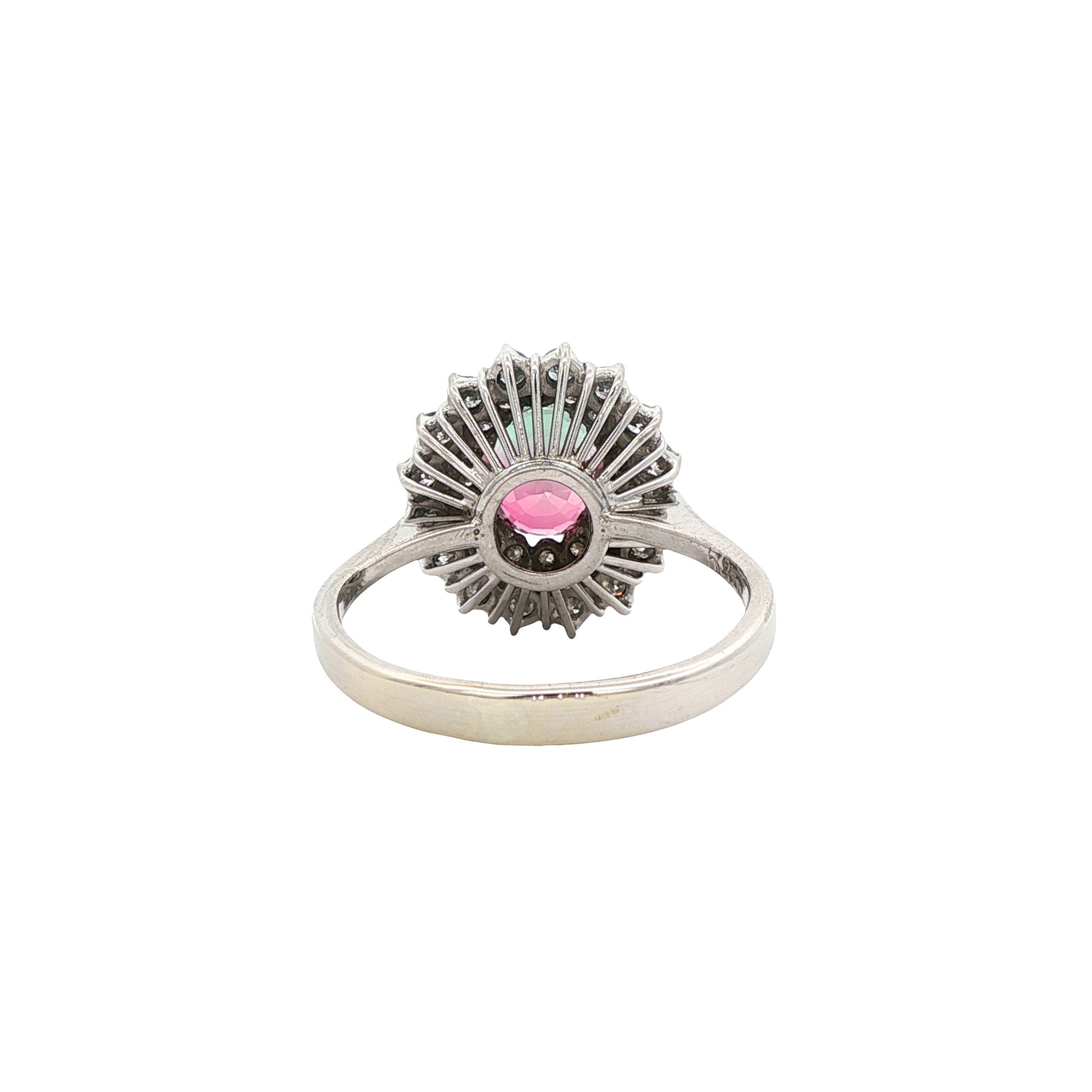 Witgouden ring met toermalijn en diamant 14 kt