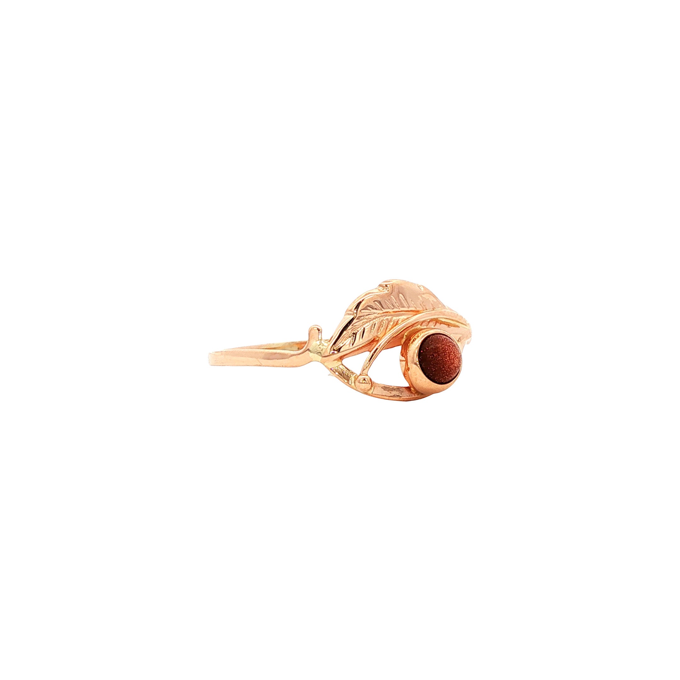 14 kt rose-gold vintage ring with goldstone