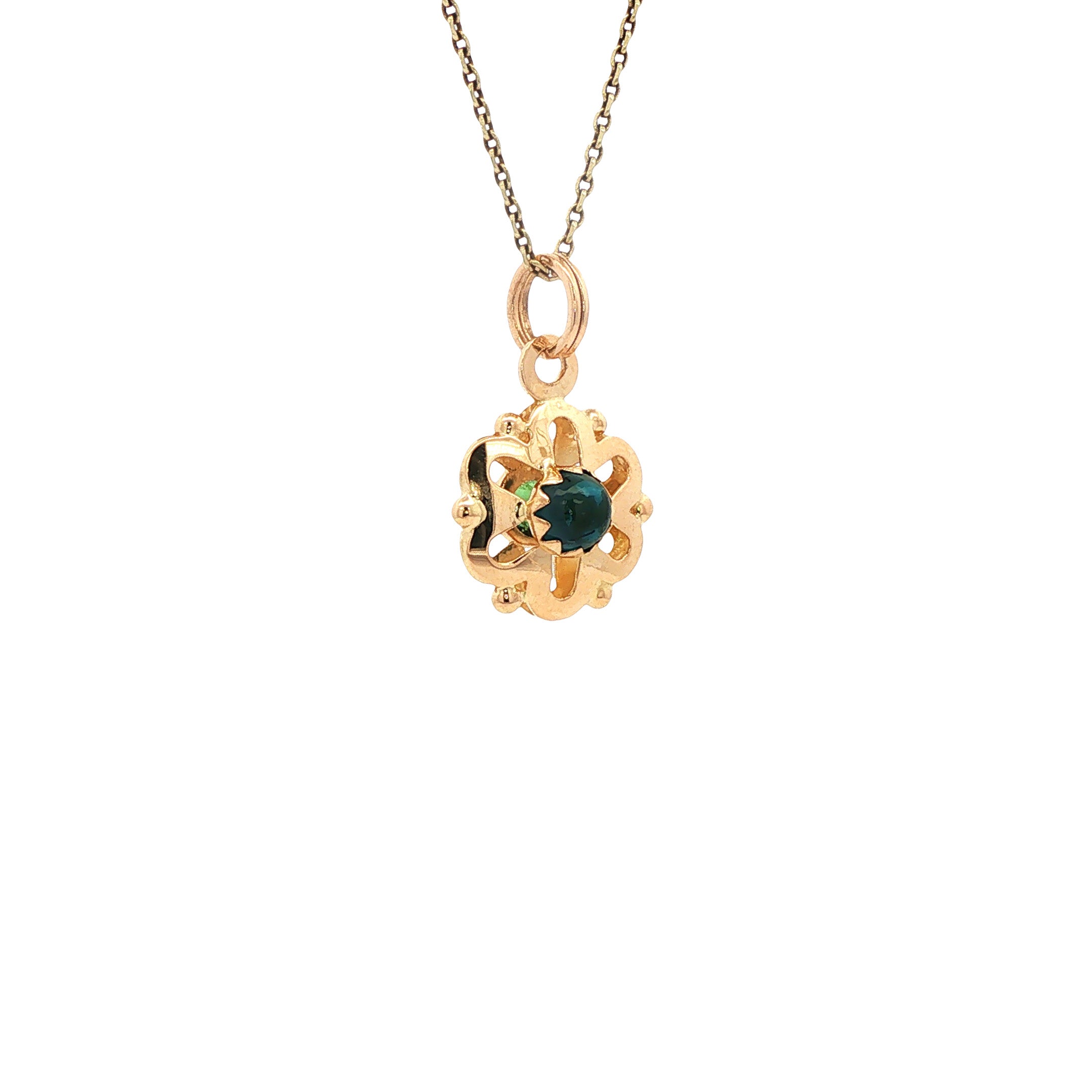 Vintage gold pendant with tourmaline, 18 kt