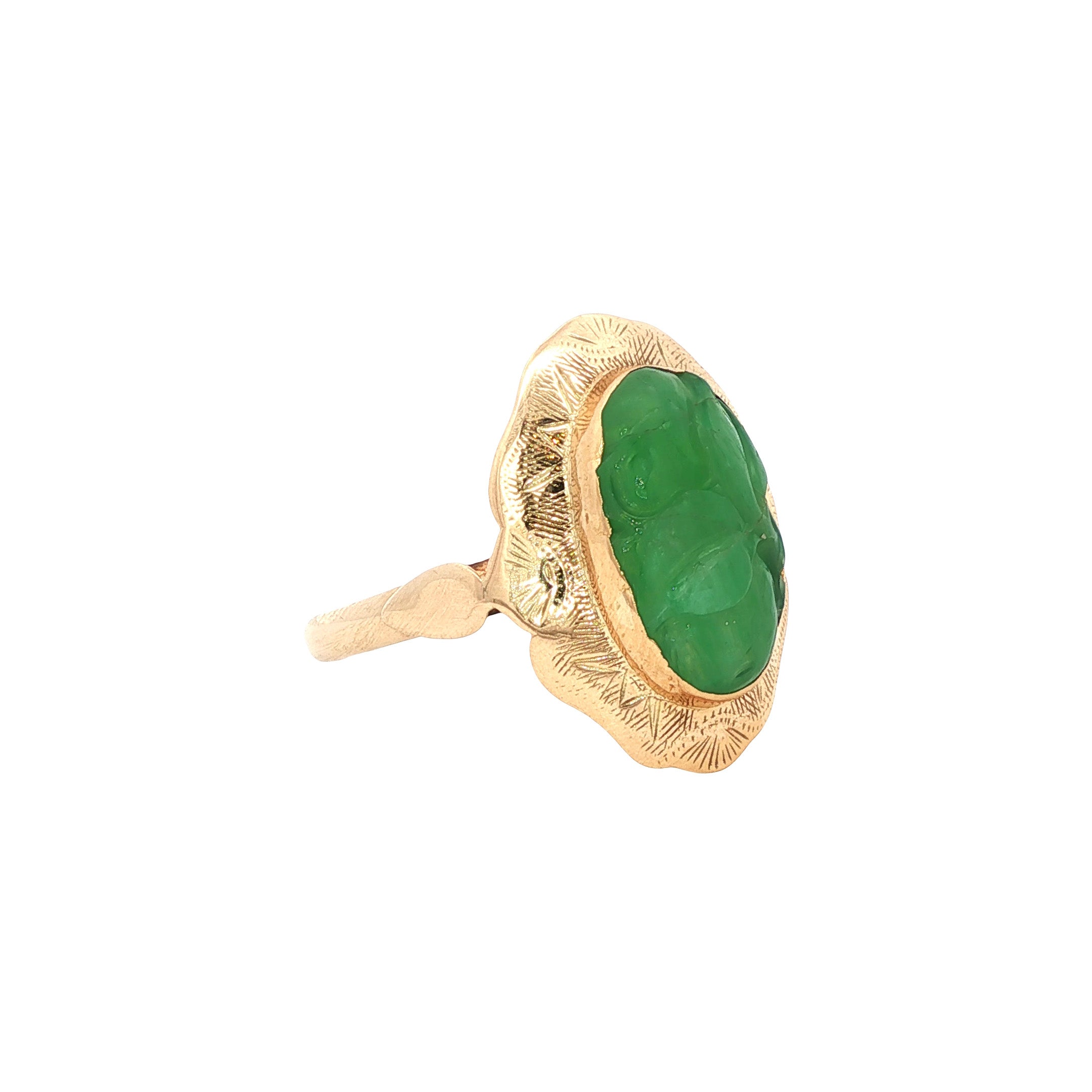 Gouden ring met jade 14 kt