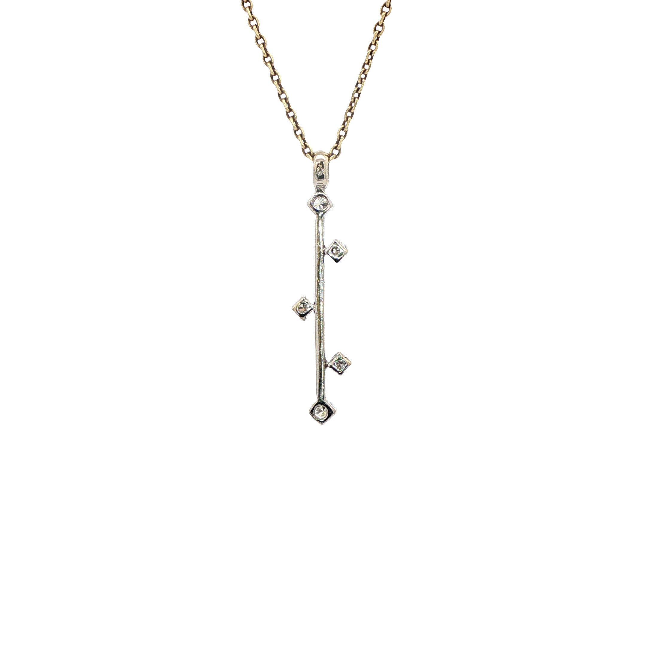 Witgouden vintage hanger met diamant 14 kt