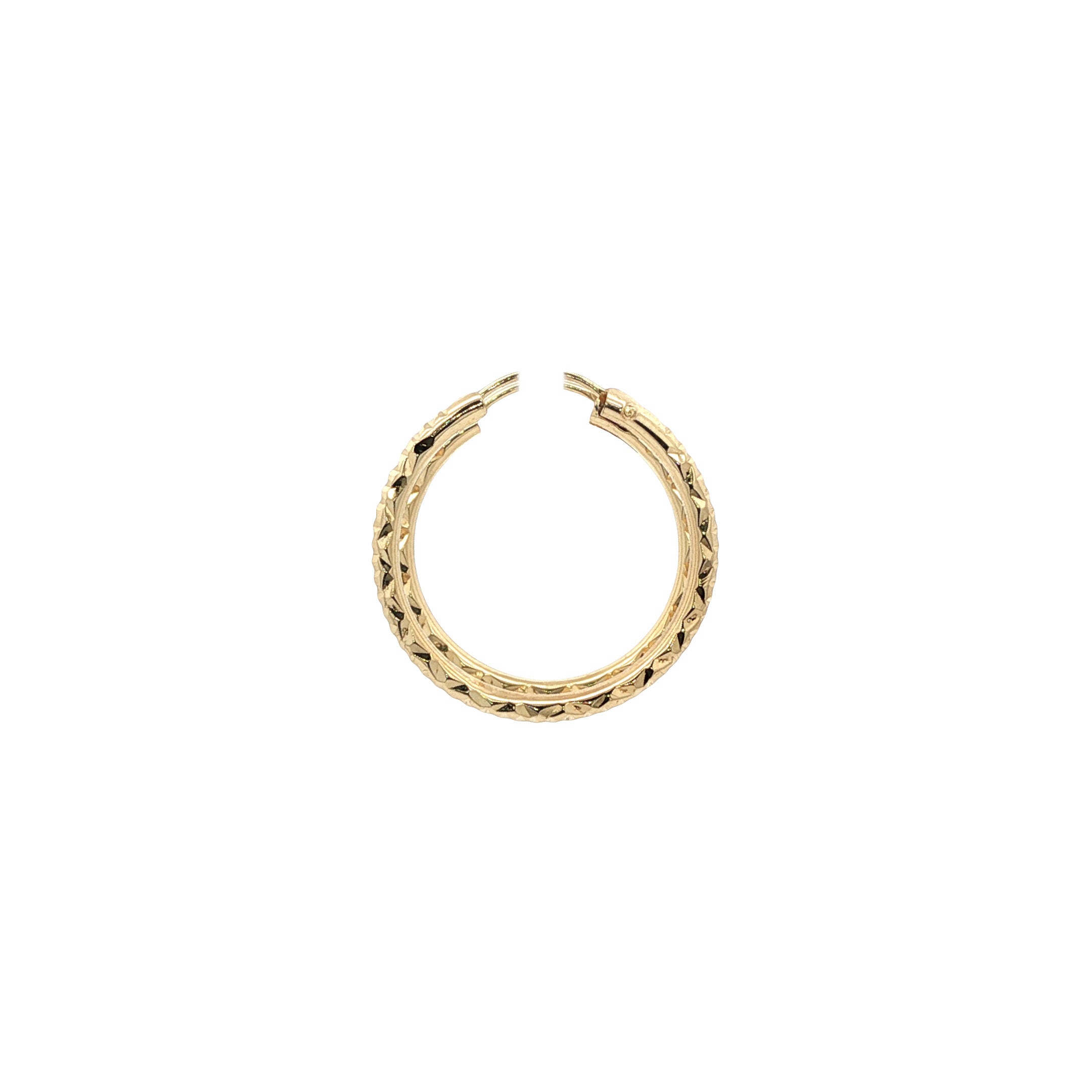 14 kt gold fantasy hoop earrings