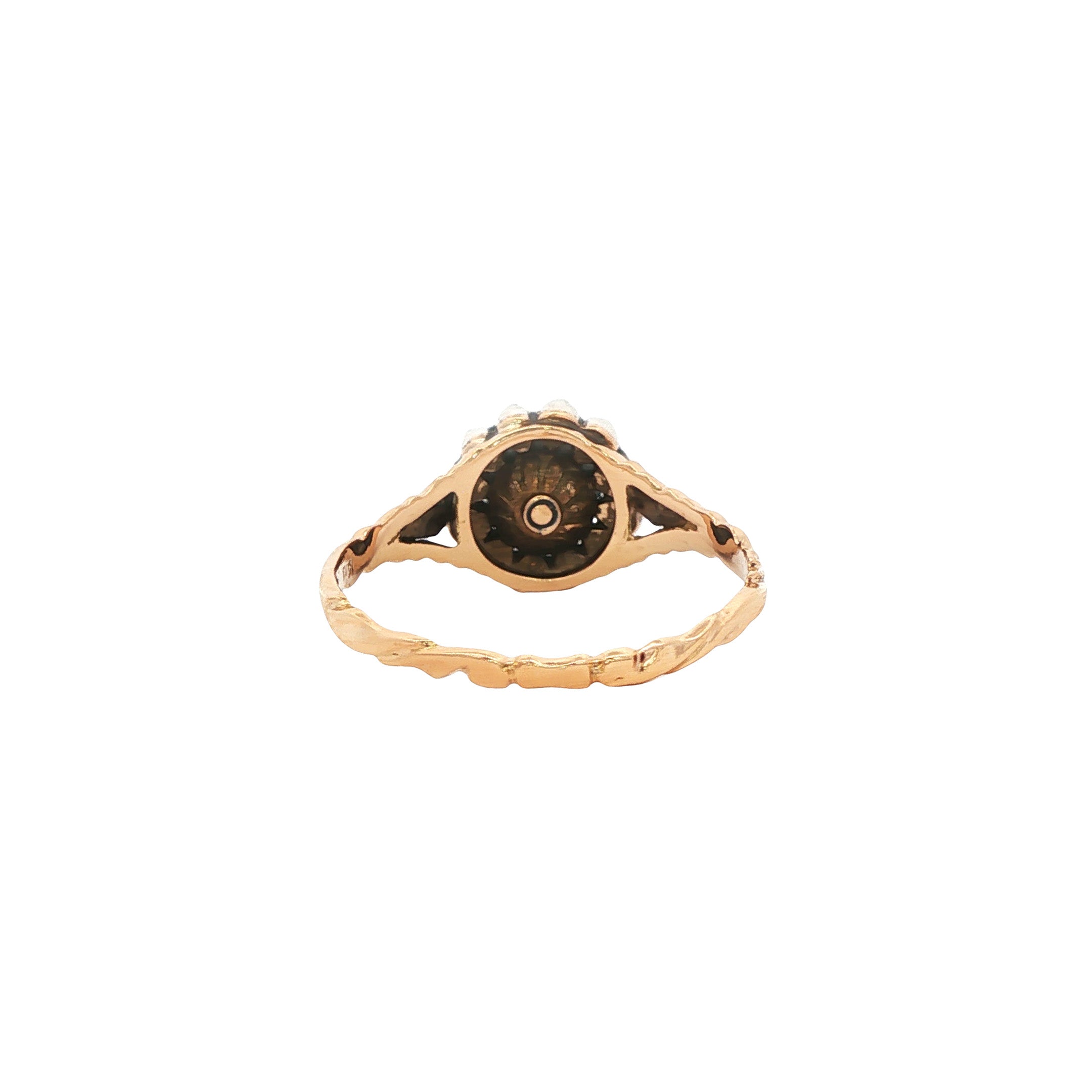 Vintage gold ring with rose-cut diamond 14 kt/925
