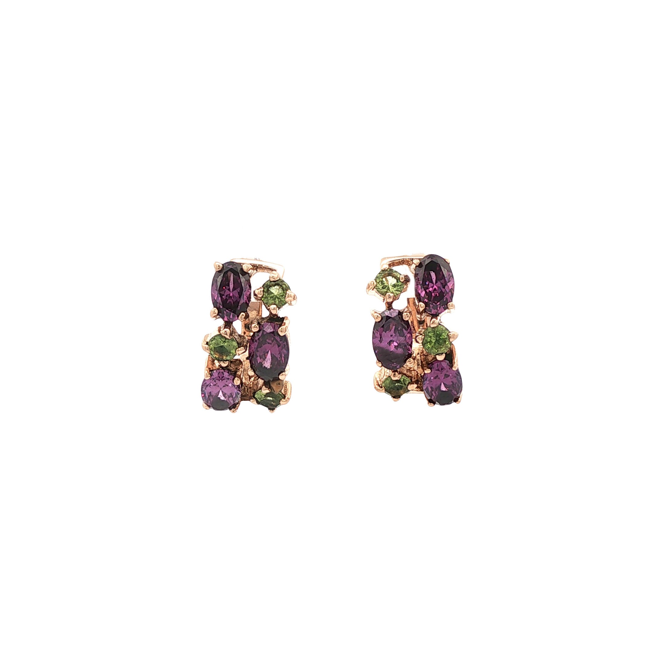 14 kt rose gold stud earrings with cubic zirconia