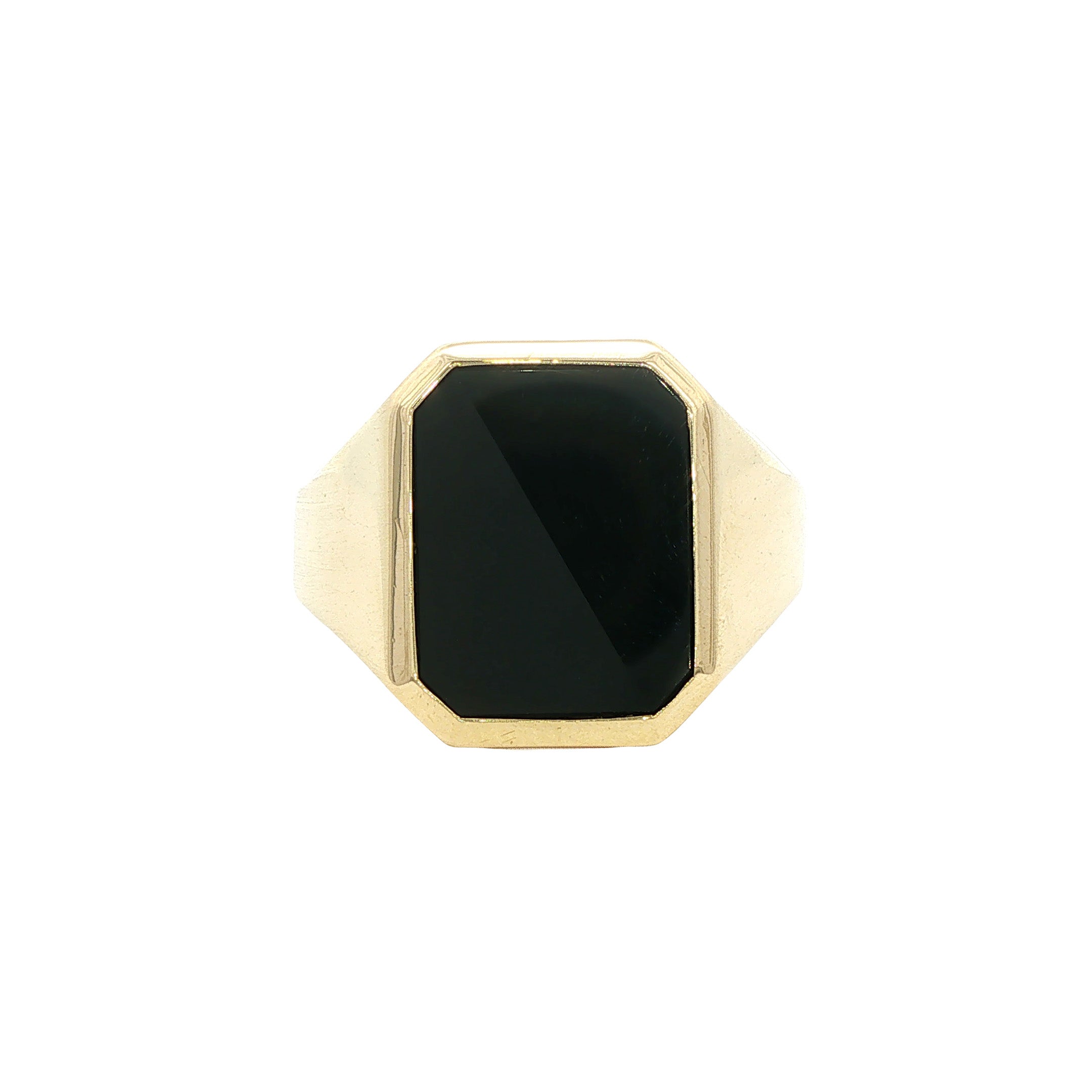 14 kt gold vintage signet ring with onyx and colored gemstone