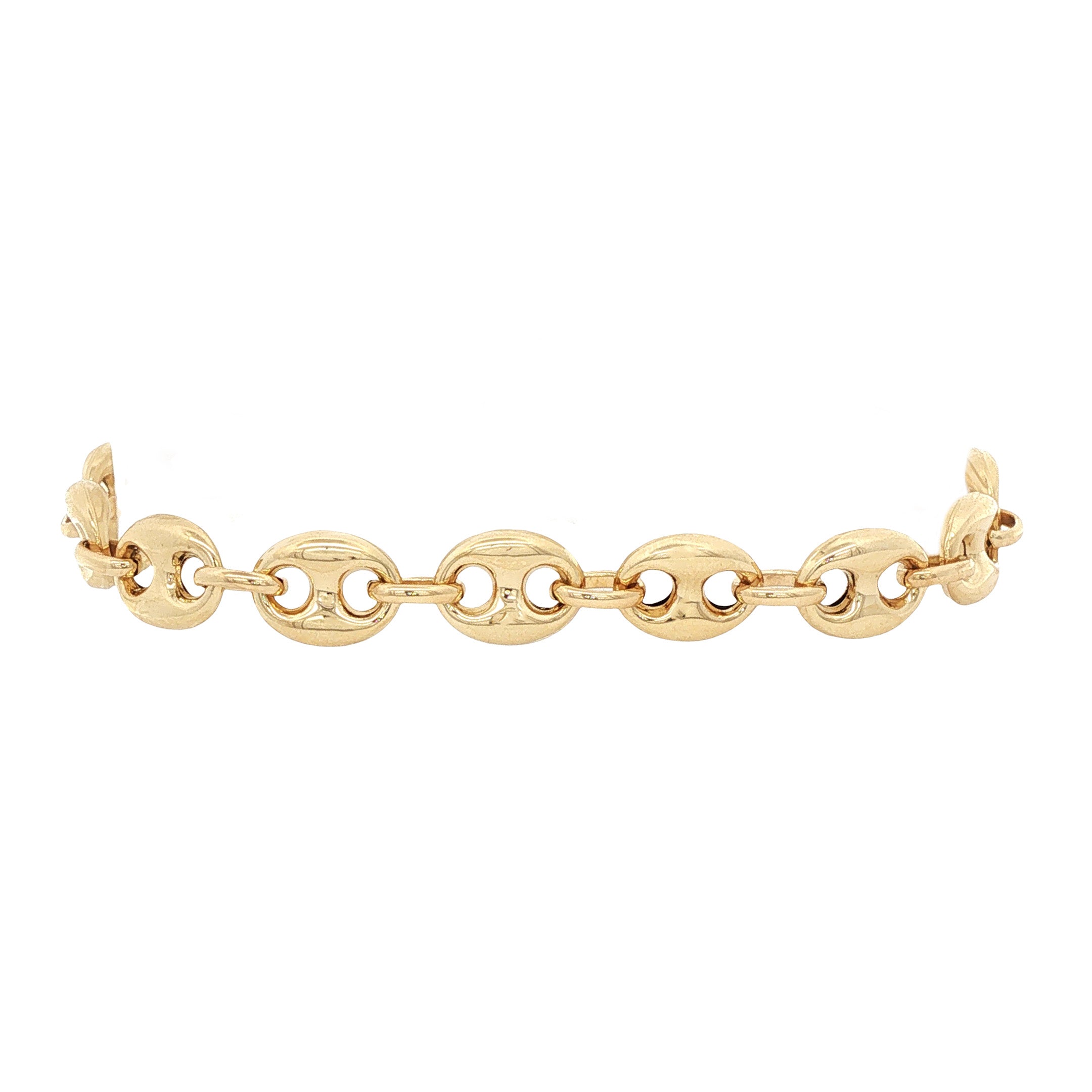 Vintage gold coffee-bean link bracelet, 14 kt
