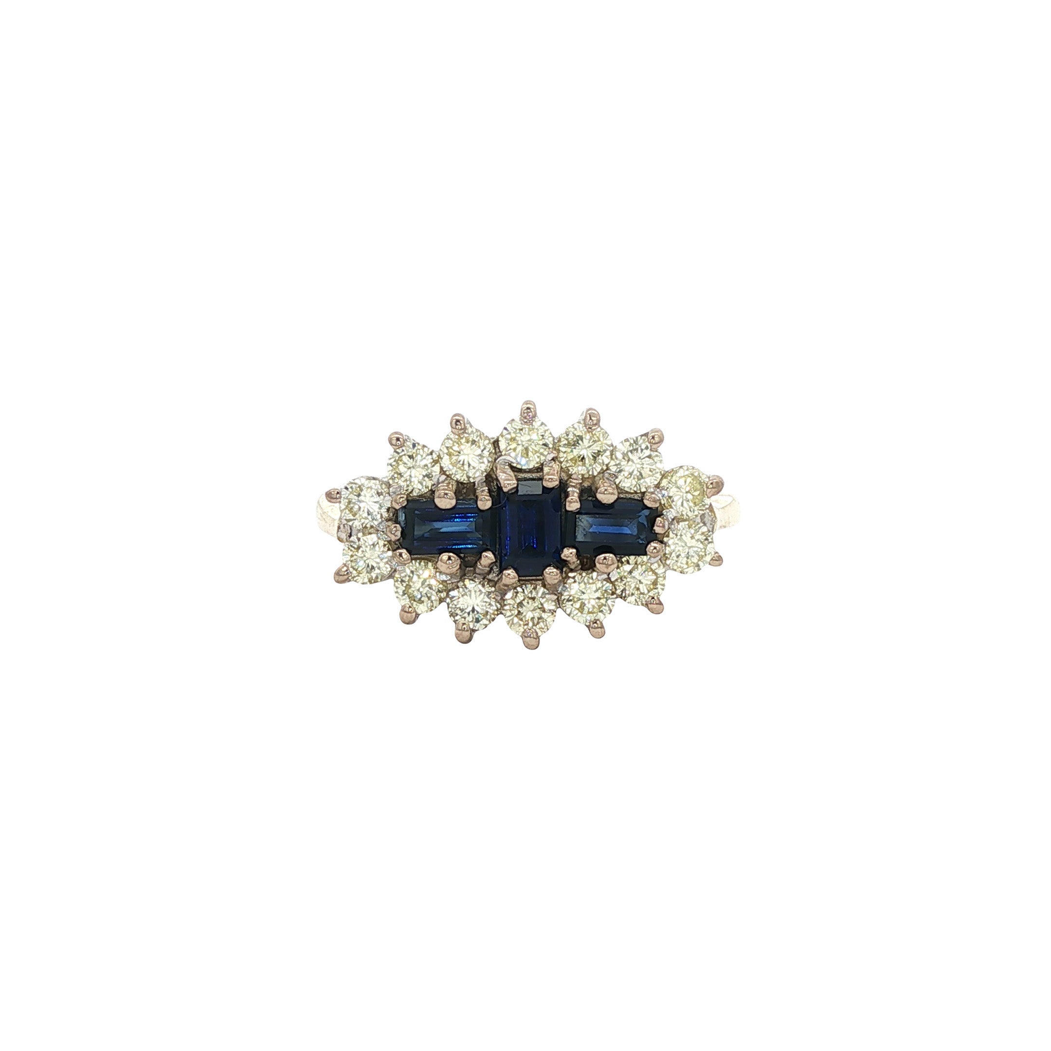 Gouden ring met saffier en diamant 18 kt