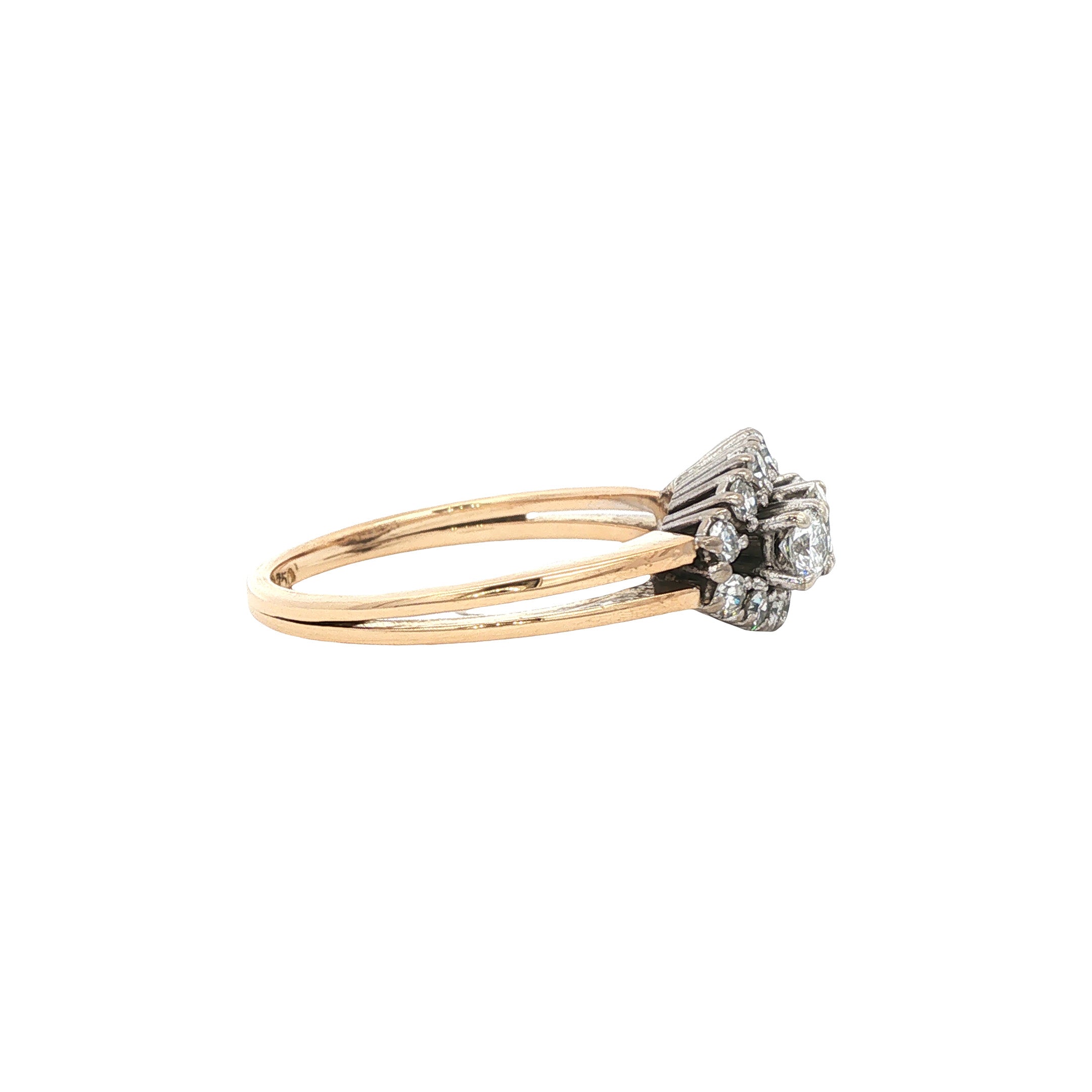 Roségouden vintage ring met diamant 14 kt