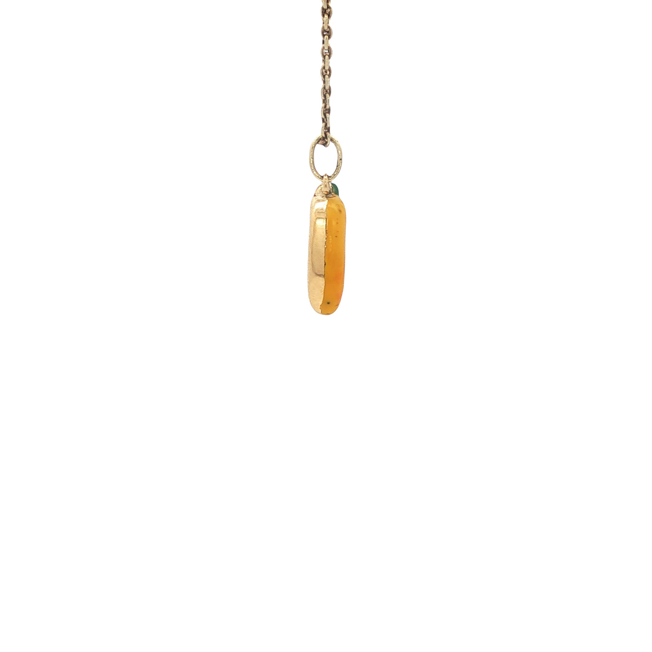 Gold banana pendant with enamel 14 kt