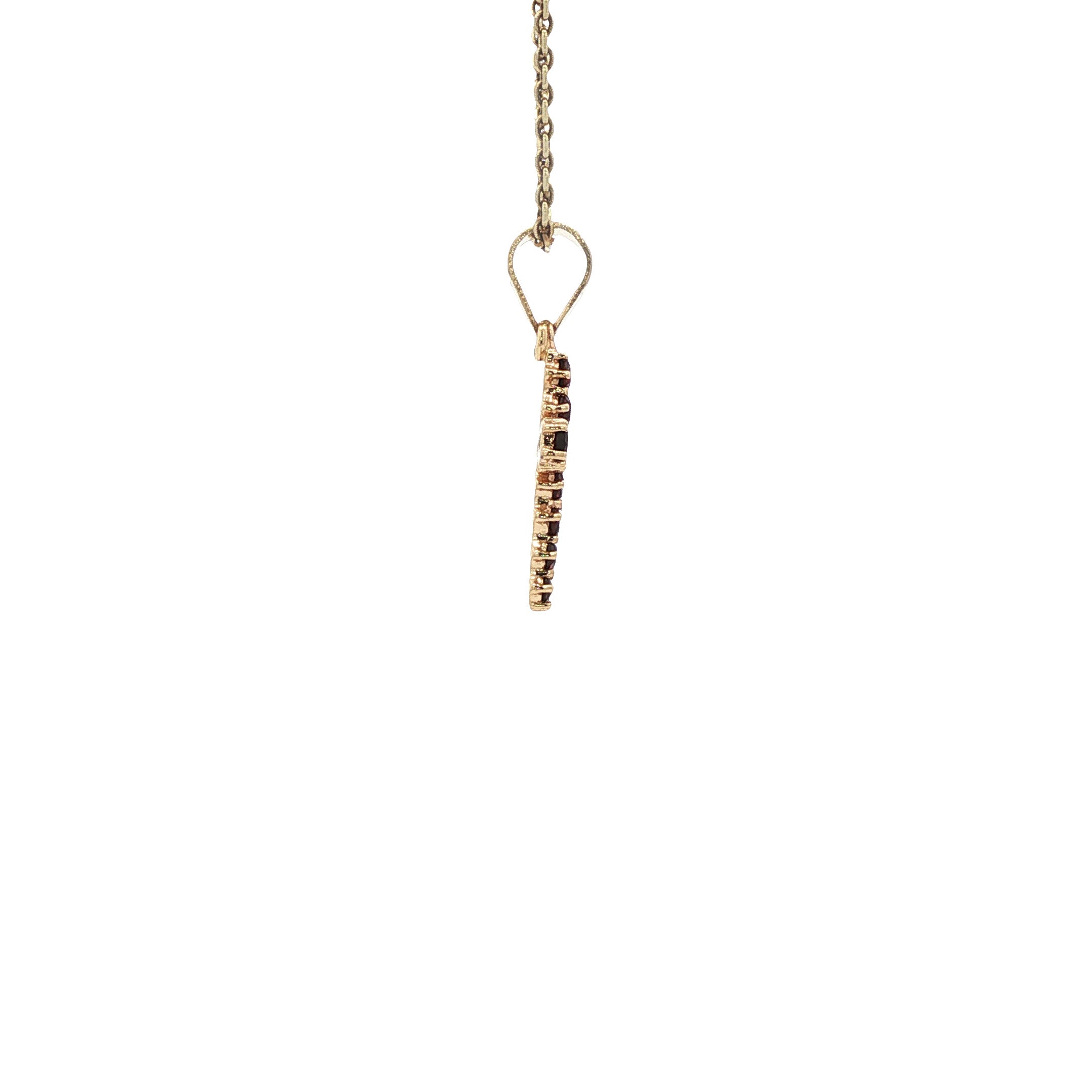 Gouden vintage kruis hanger met granaat 14 kt