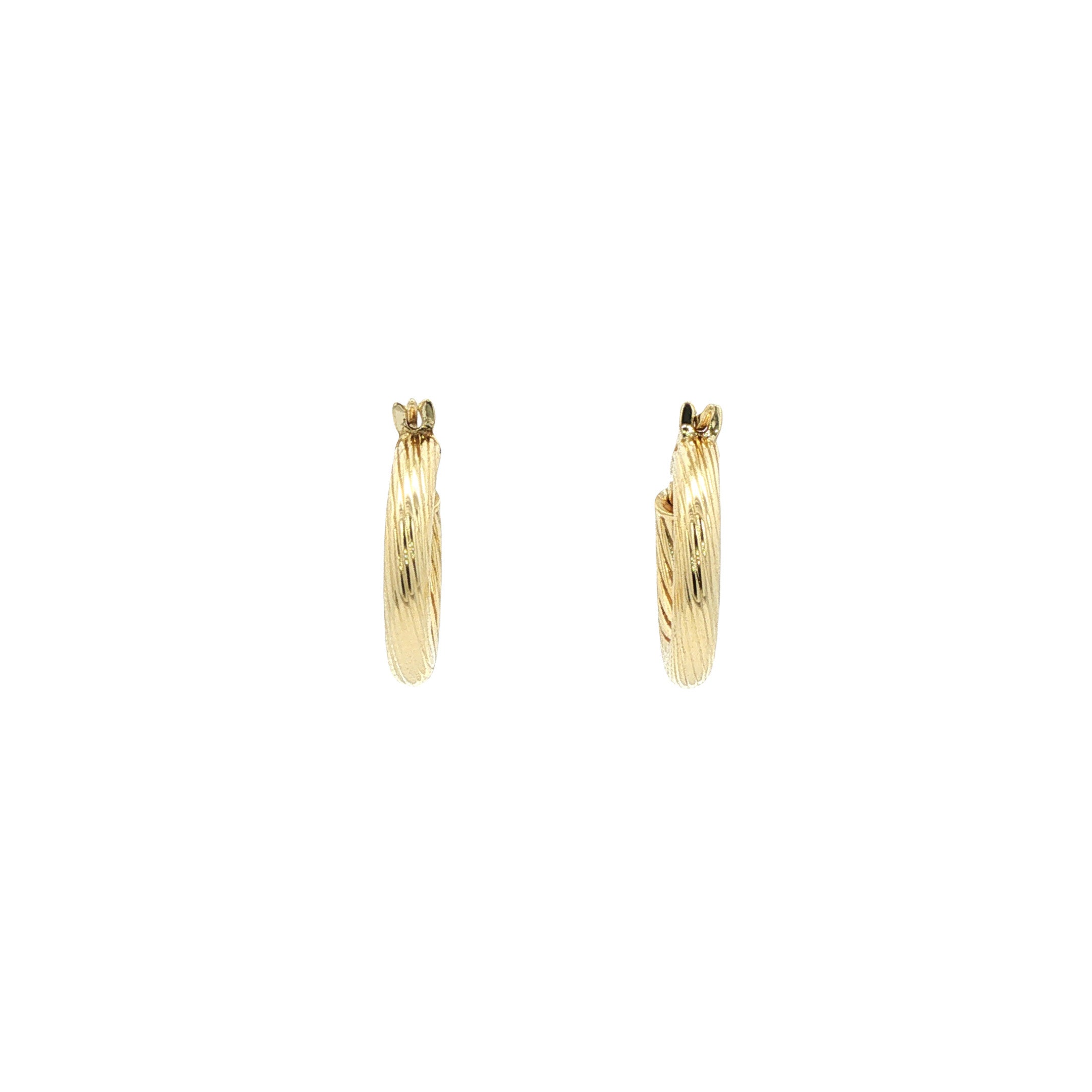 14 kt gold vintage fanciful hoop earrings