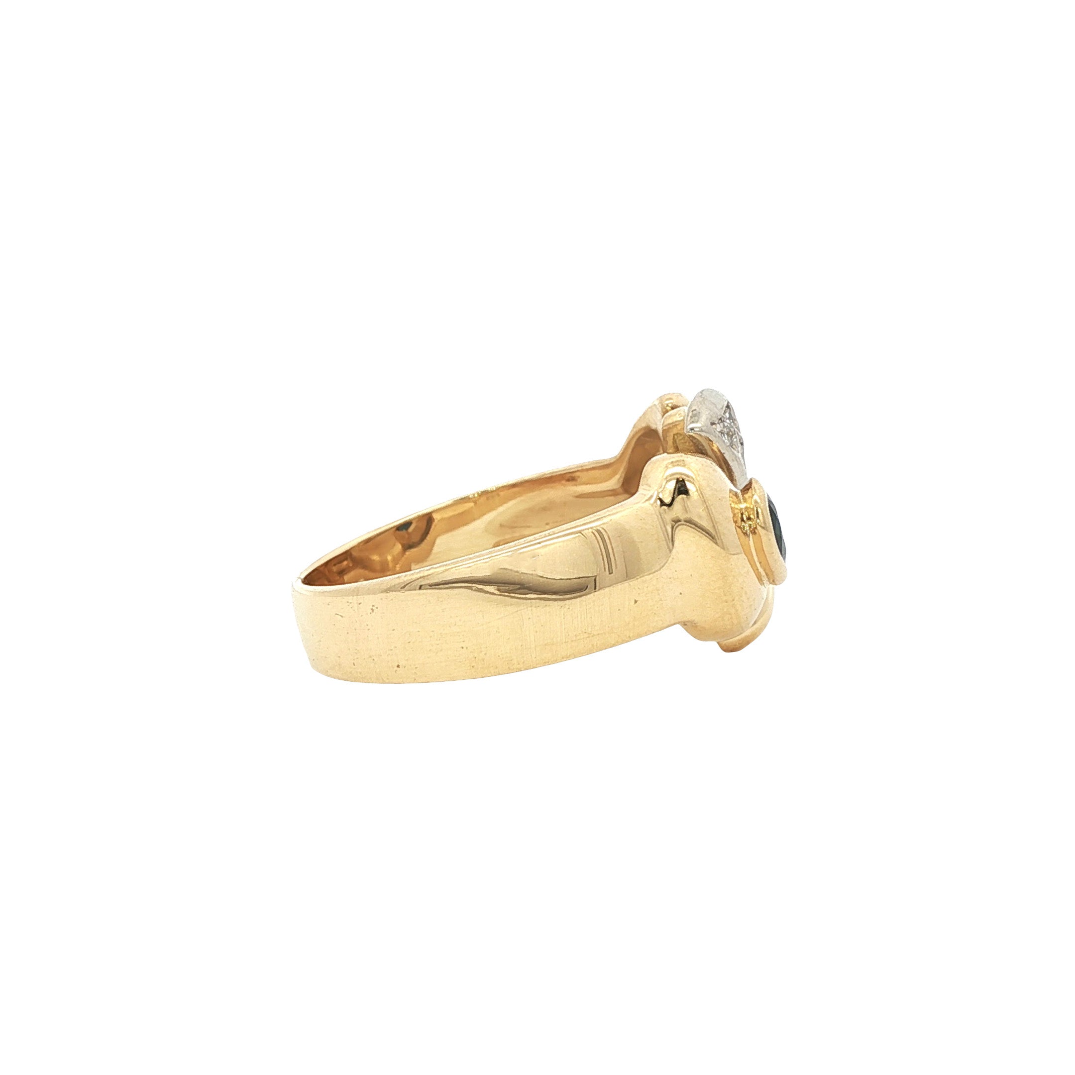 18 kt gold ring with sapphire and diamond