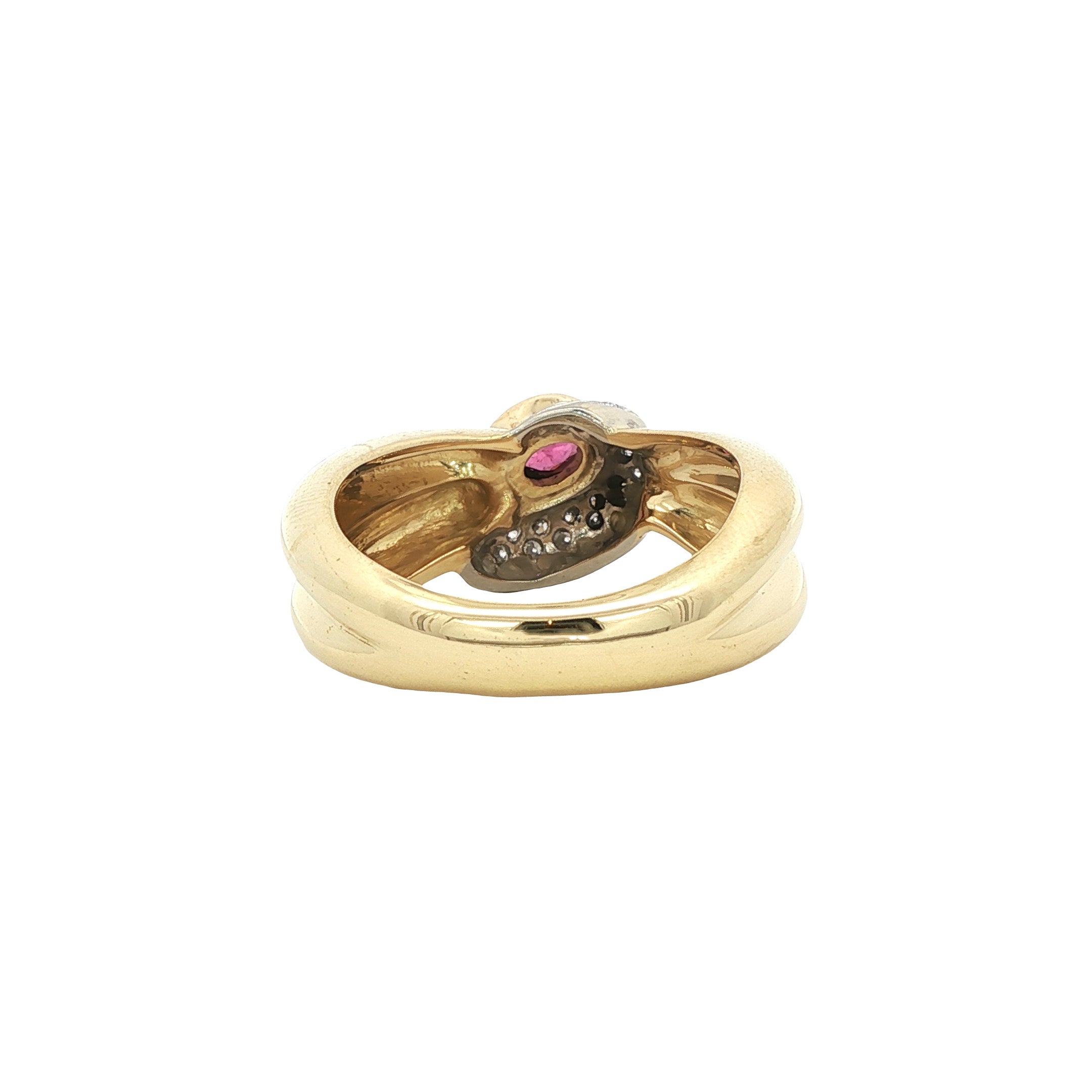 18 kt gold ring with ruby and diamond