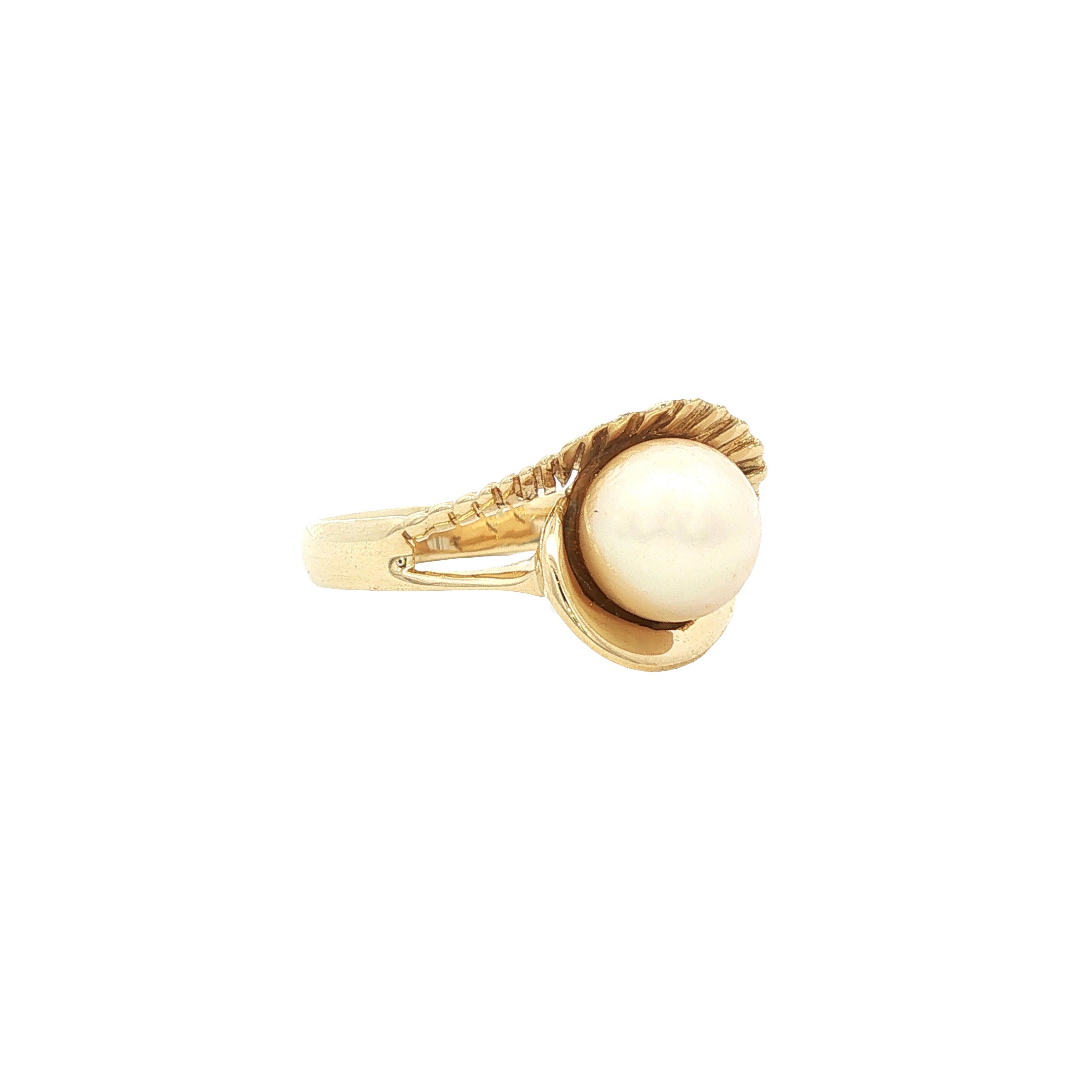 Gouden vintage ring met parel 14 kt