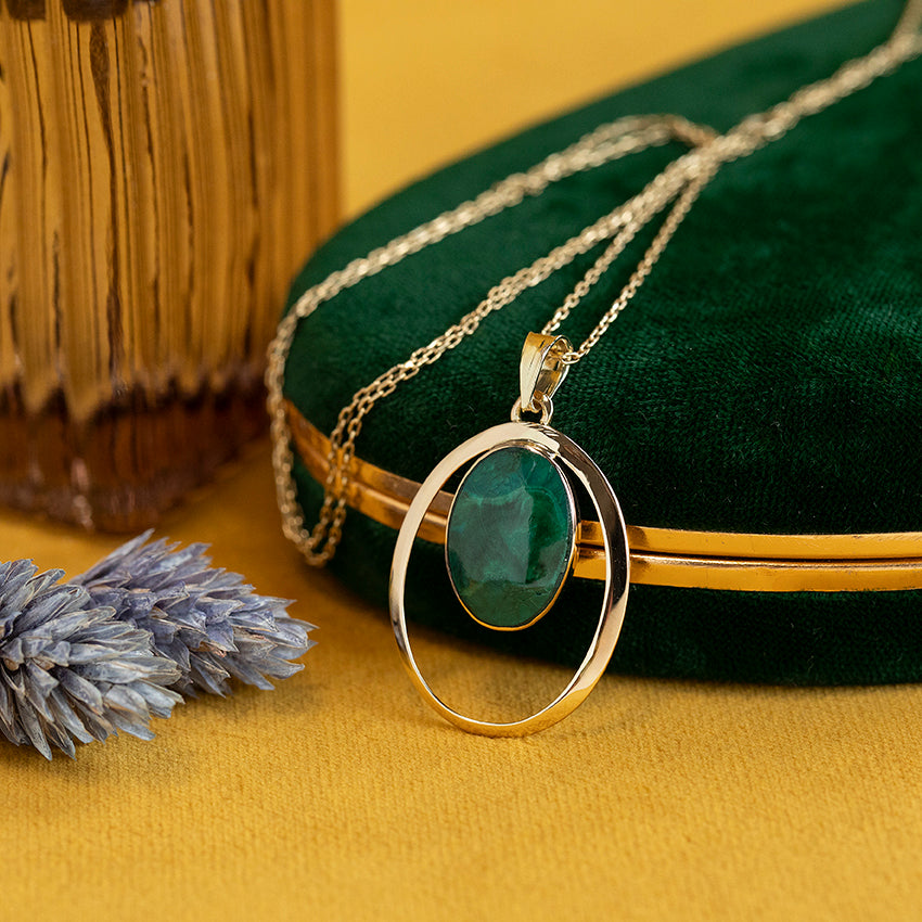 Gouden hanger met chrysocolla 14 kt