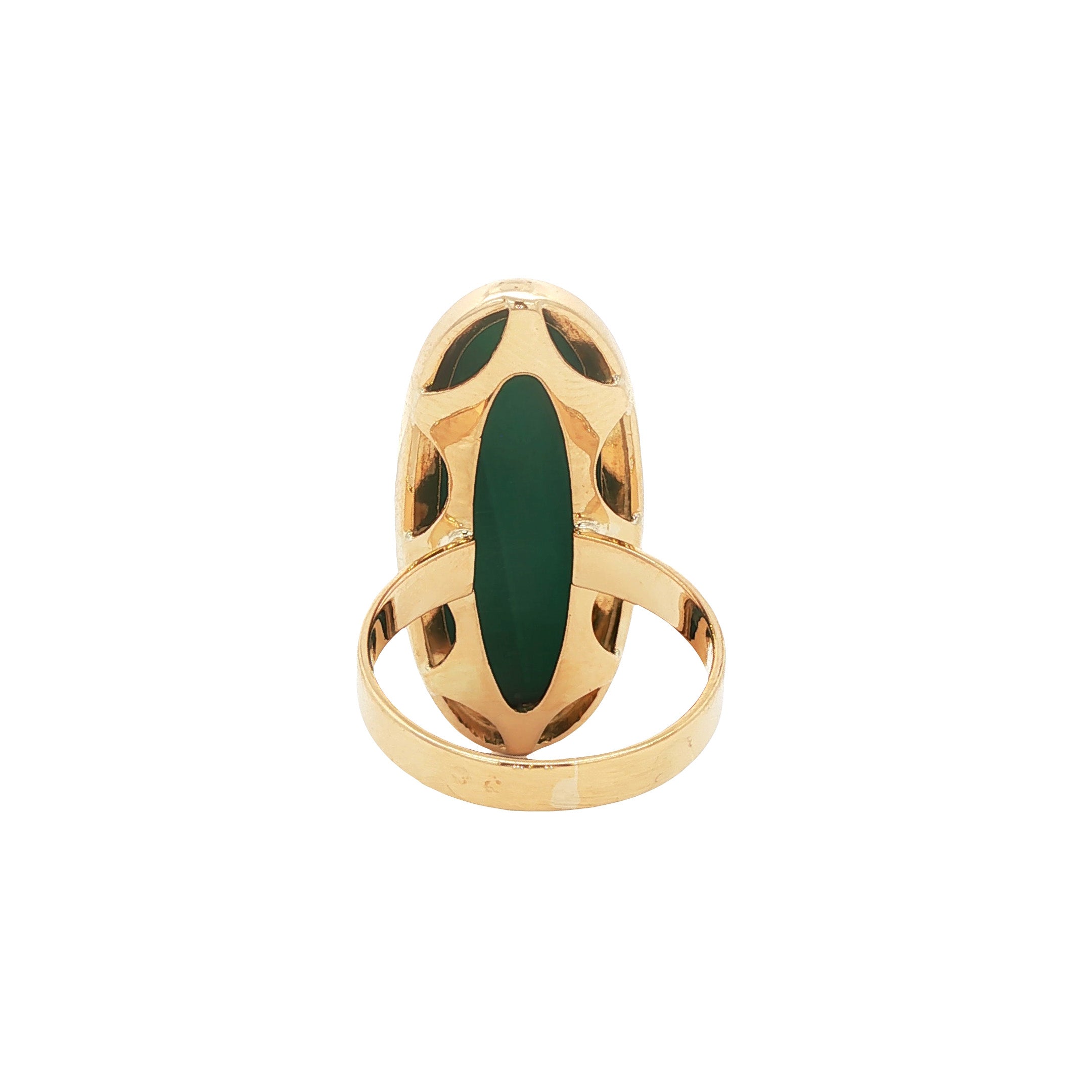 Gouden vintage ring met malachiet 14 kt