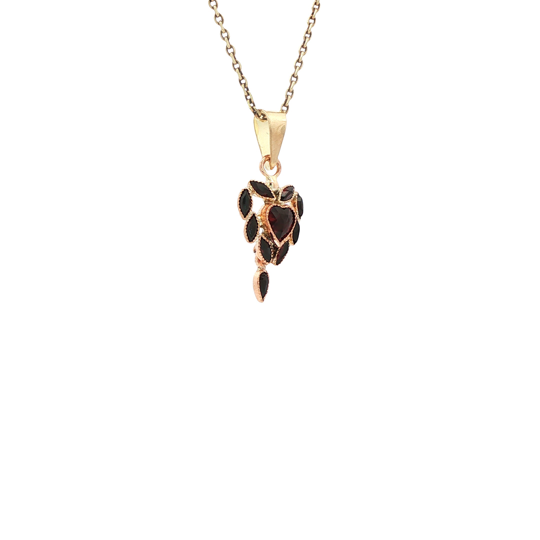 Roségouden vintage hanger met granaat 14 kt