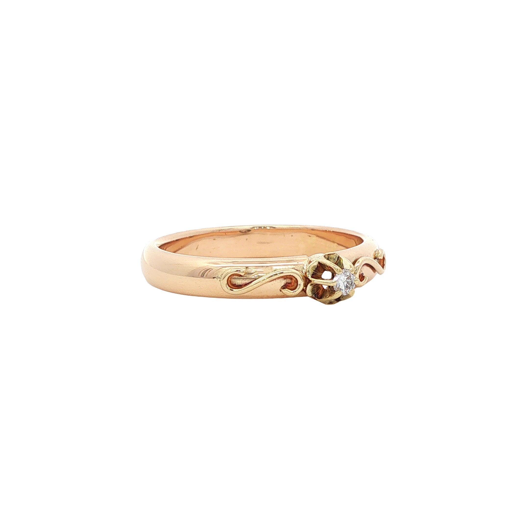 Gouden vintage ring met diamant 14 kt