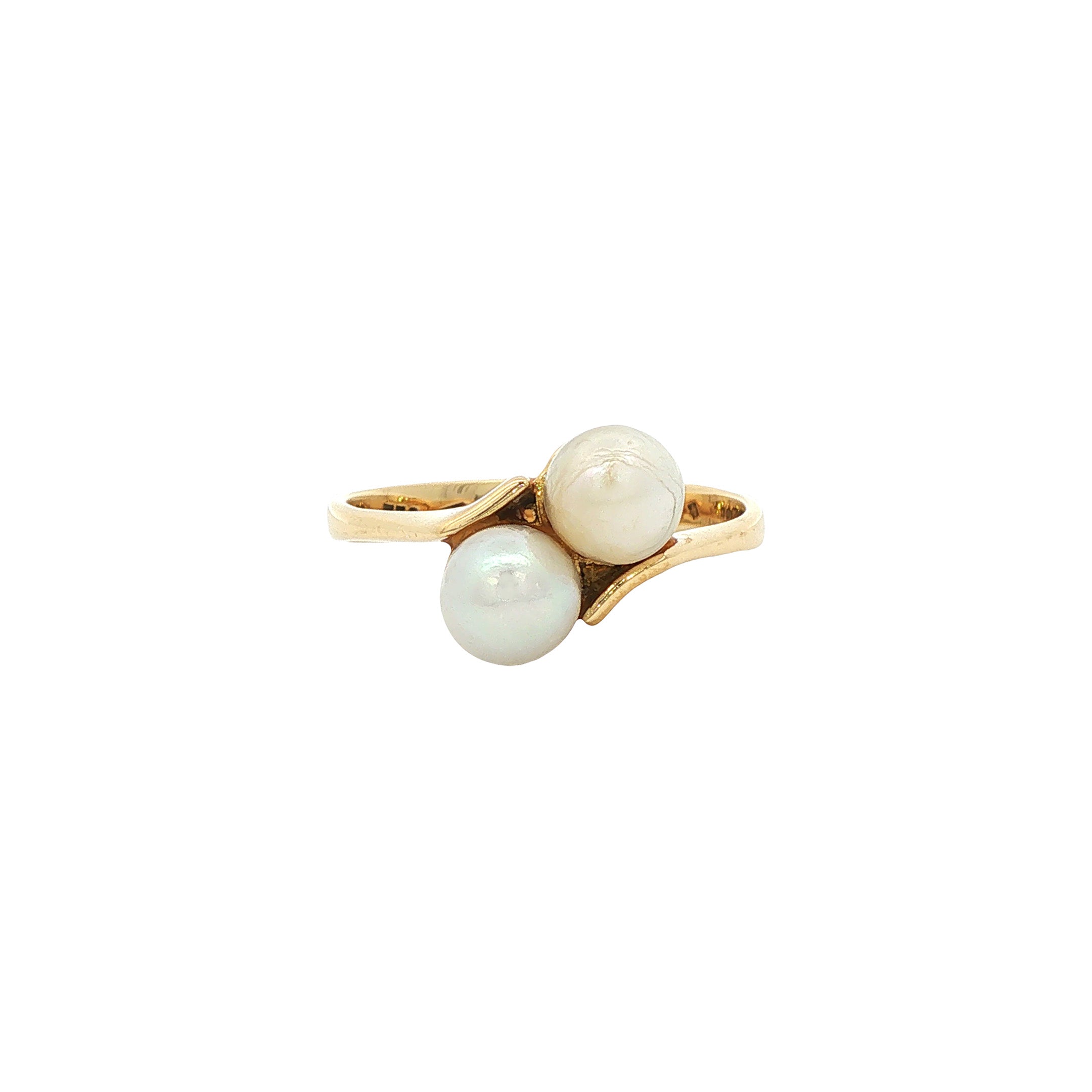 18 kt vintage gold ring with pearl