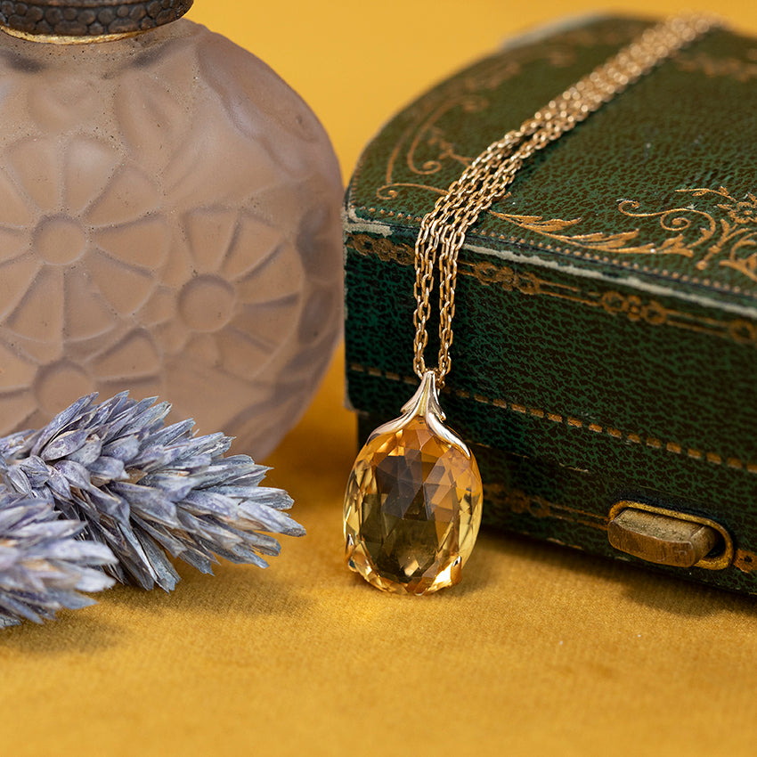 Gouden hanger met citrien 14 kt