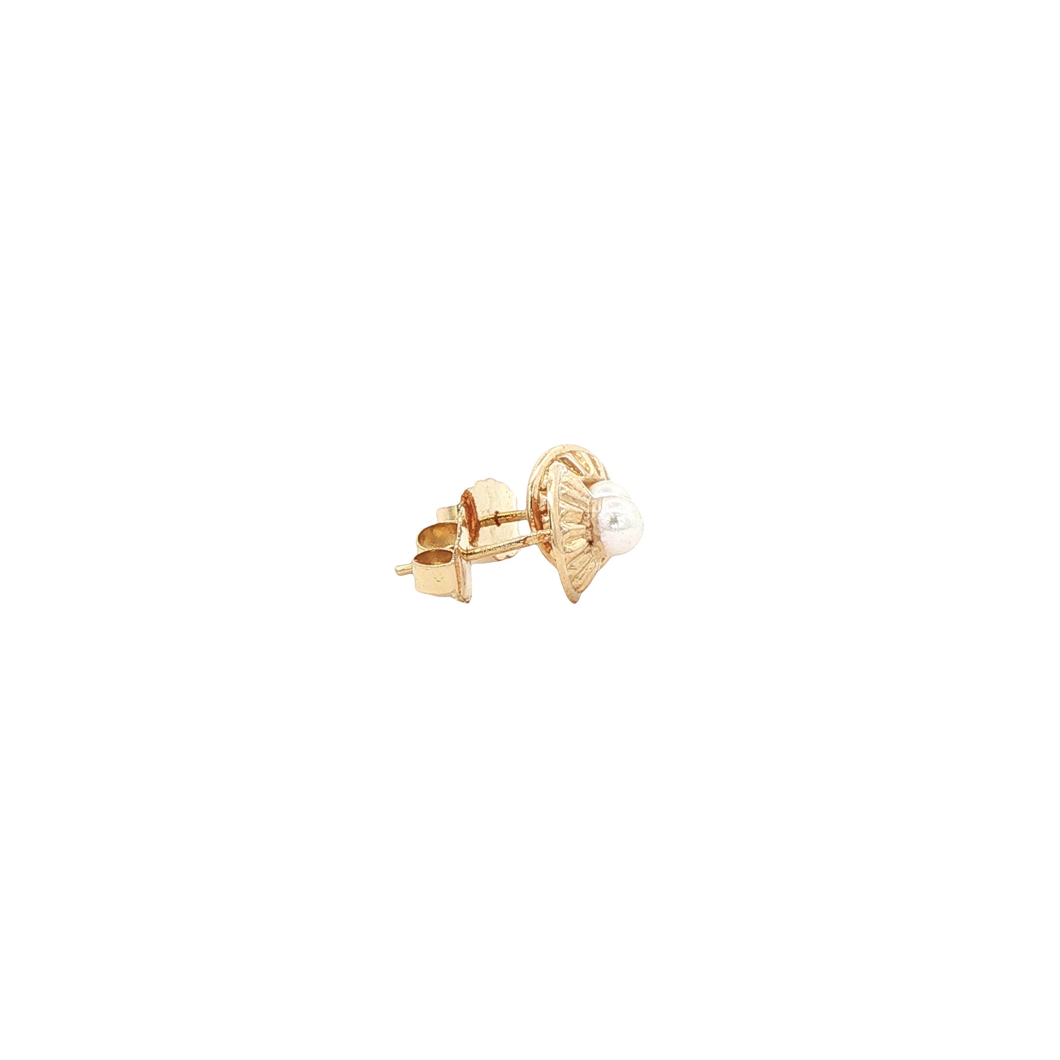 Gouden vintage oorstekers met parel 14 kt