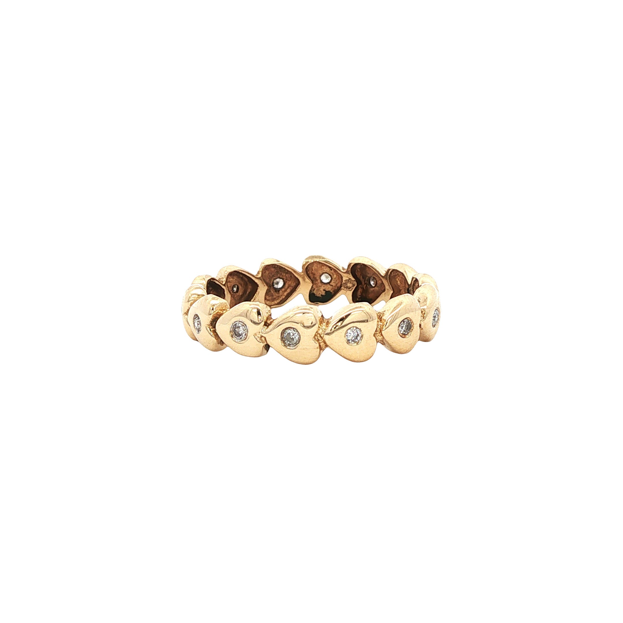 Vintage 14 kt gold heart ring with diamond