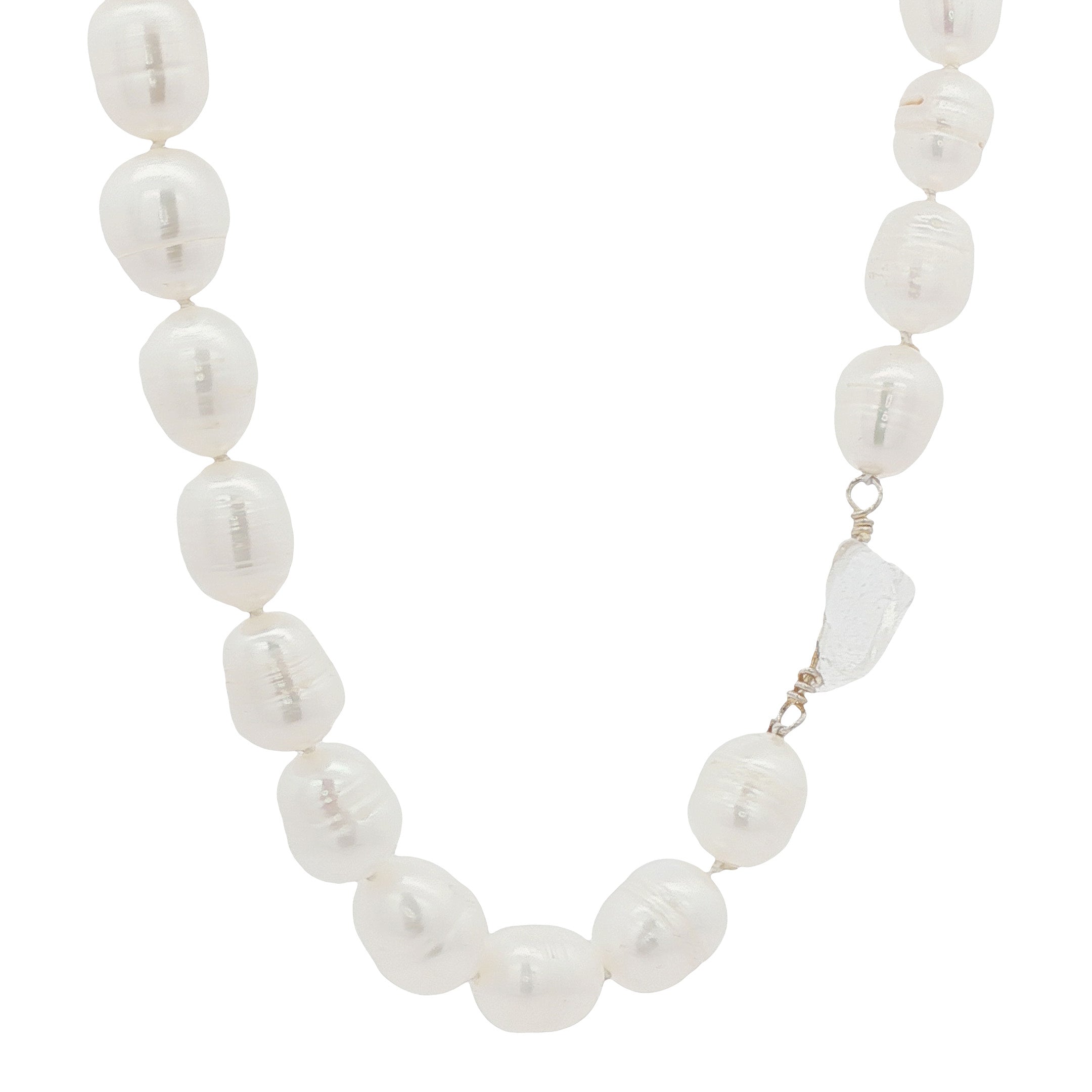 Vintage parel en kwarts collier met zilveren sluiting 835