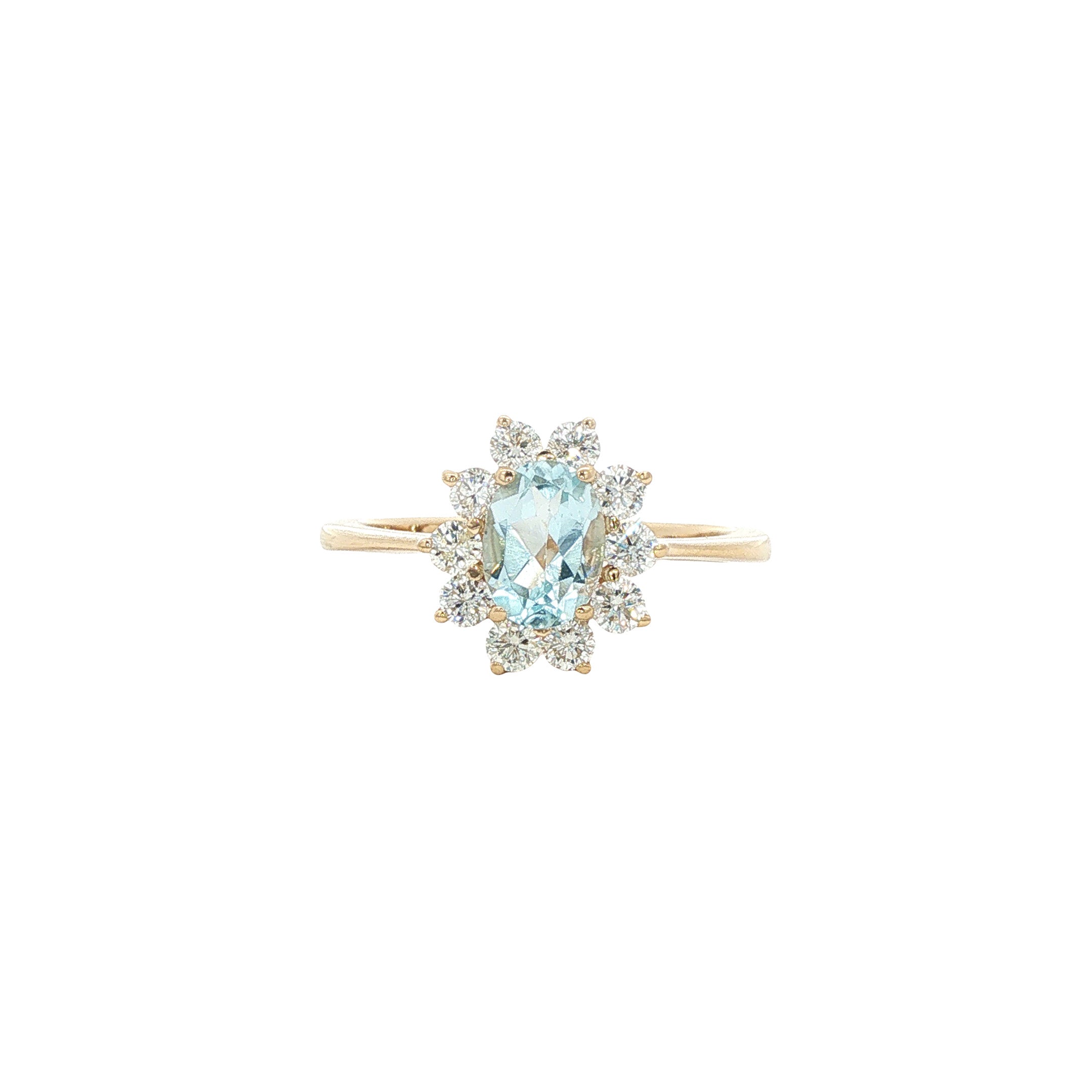Gouden vintage ring met topaas en diamant 14 kt