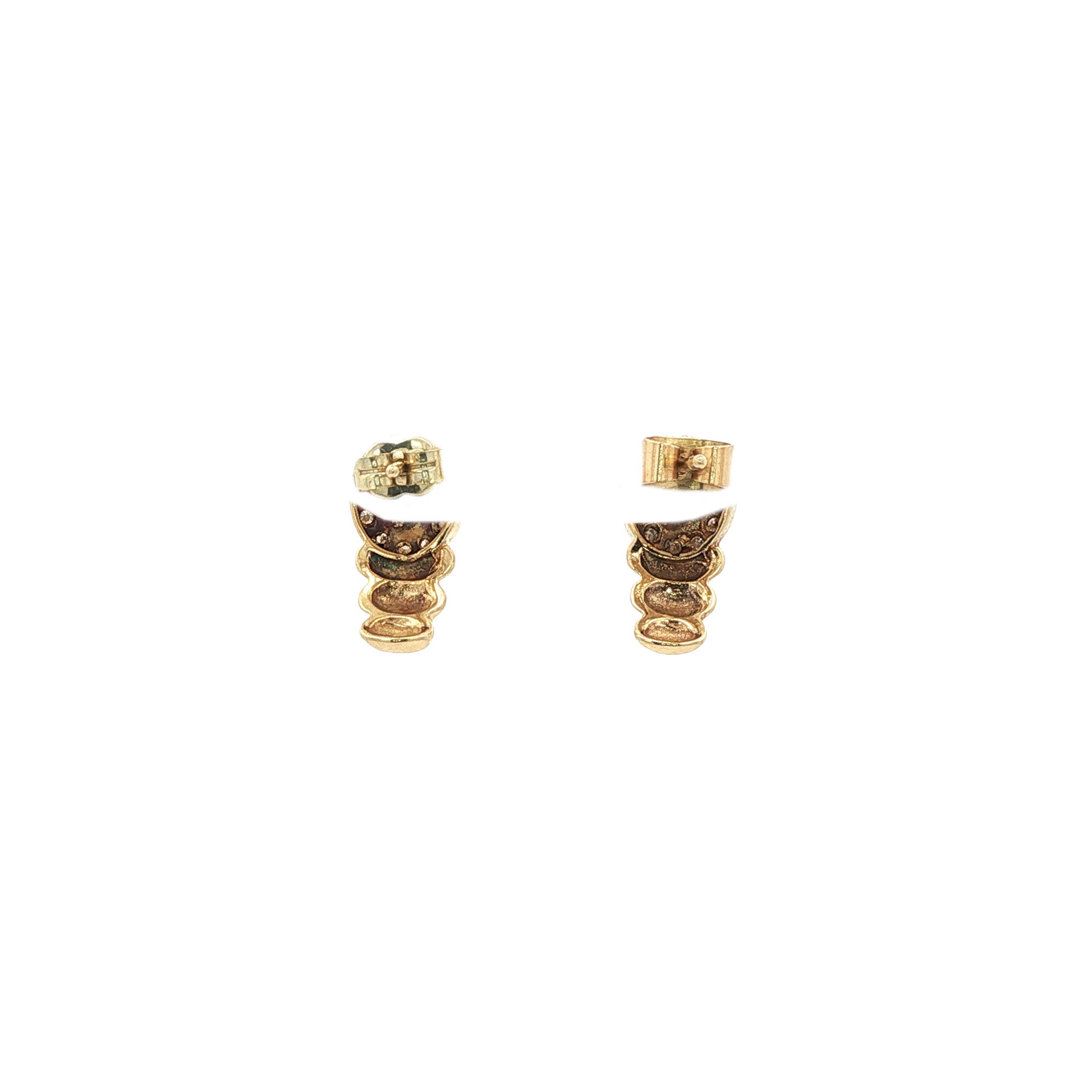 Gouden vintage oorstekers met saffier en diamant 14 kt