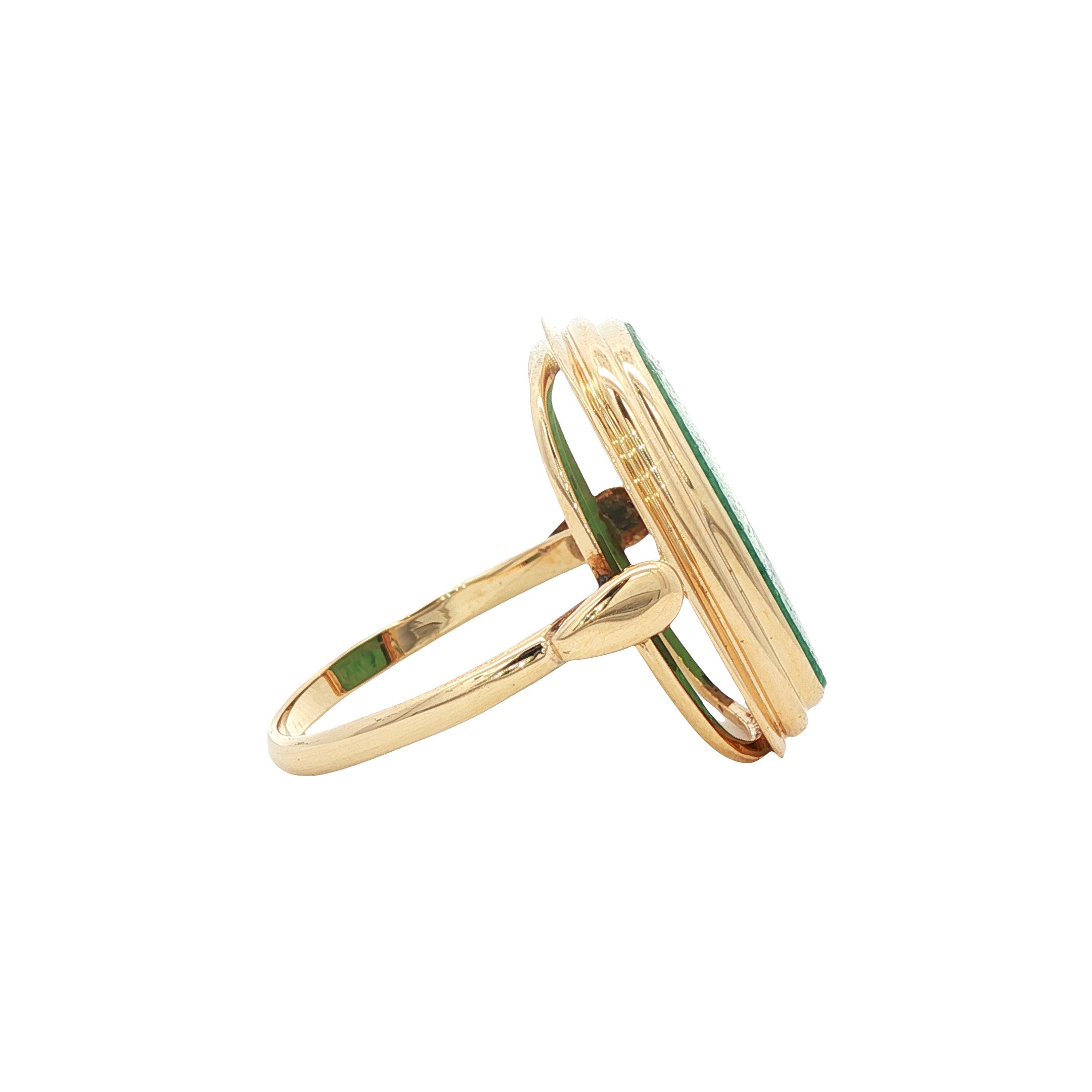 Gouden vintage ring met aventurijn kwarts 14 kt