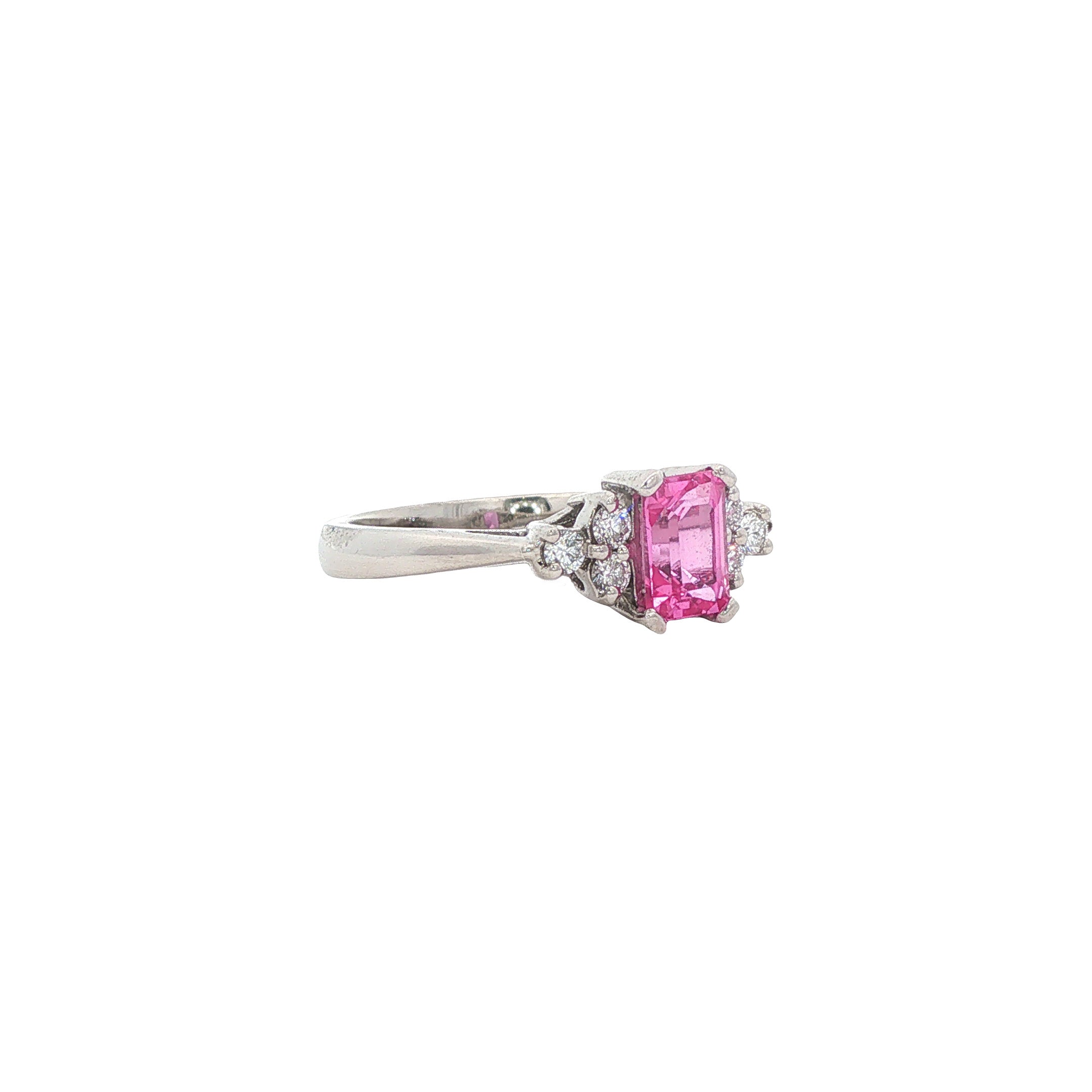 Vintage 18 kt white gold ring with sapphire and diamond