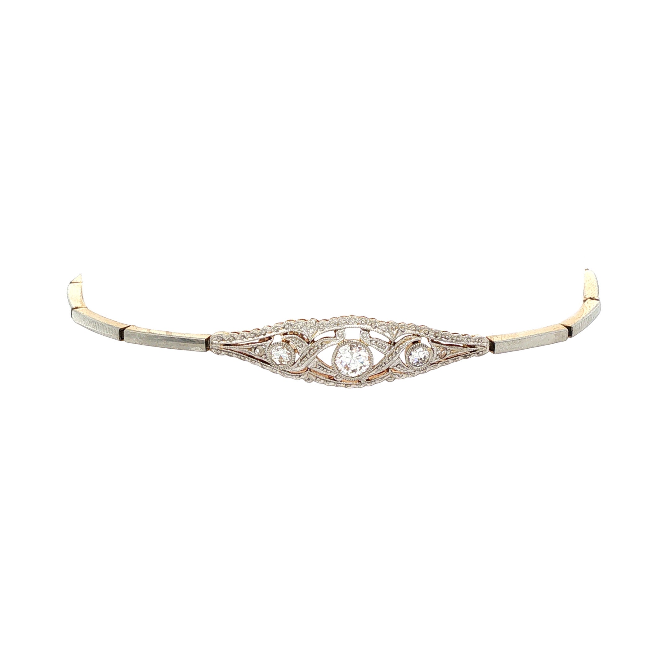 Gouden vintage armband met diamant 14 kt/950