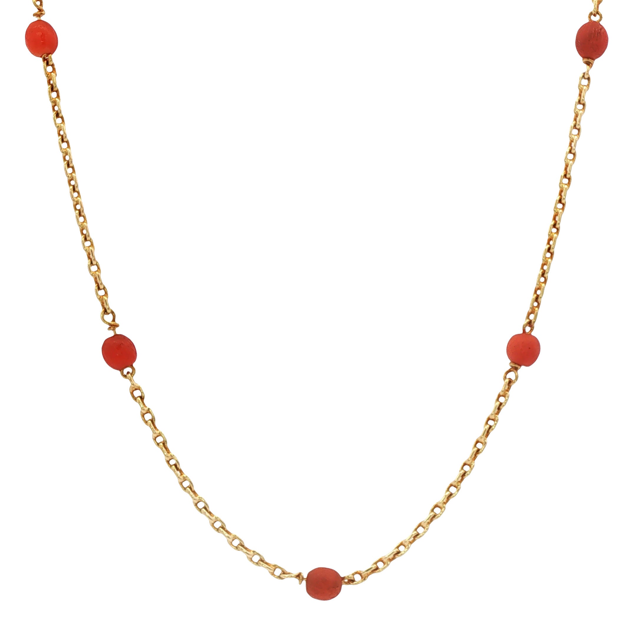 Gouden vintage anker bloedkoraal collier 14 kt
