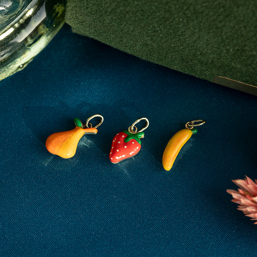 Gold pear pendant with enamel 14 kt