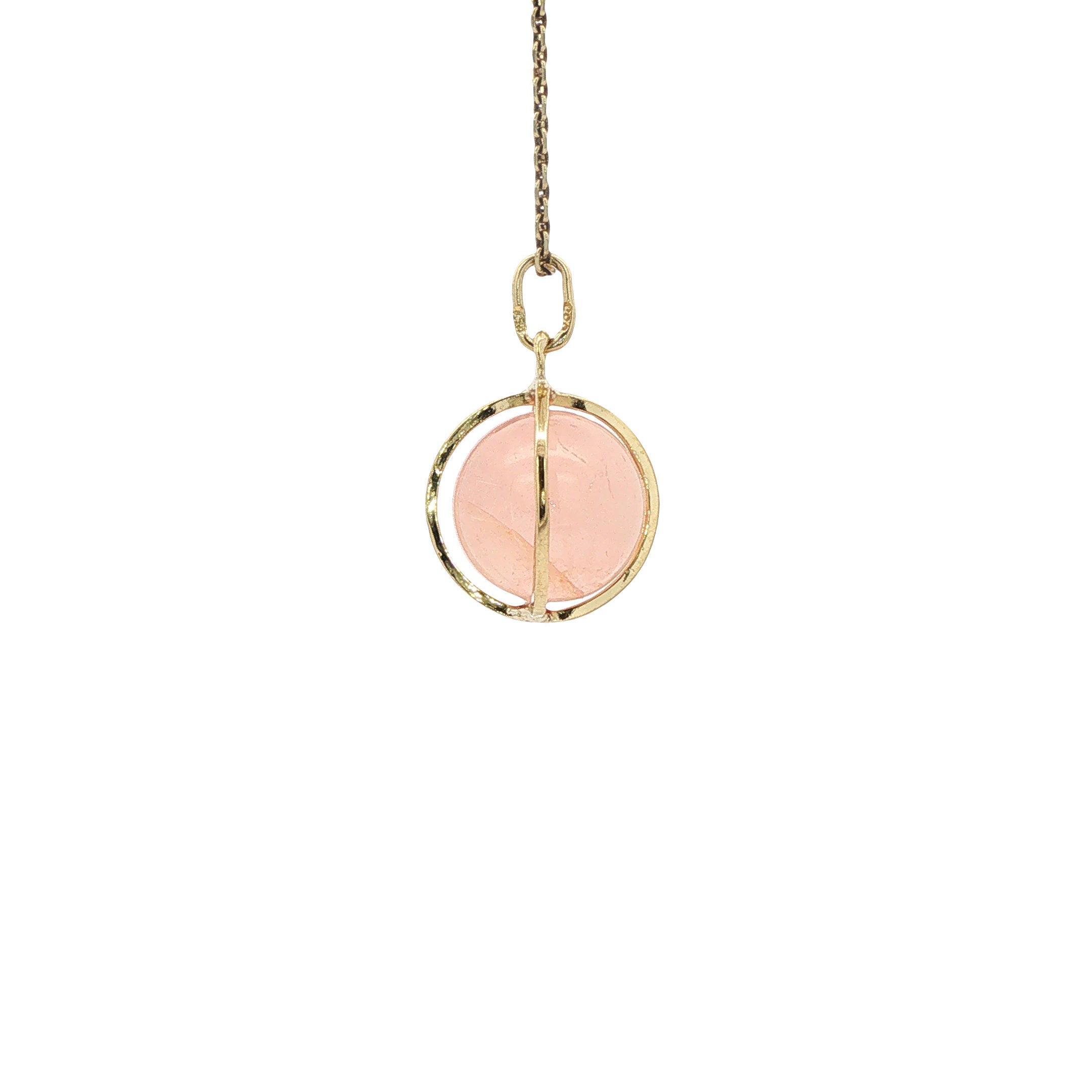 Gouden vintage hanger met rozenkwarts 14 kt