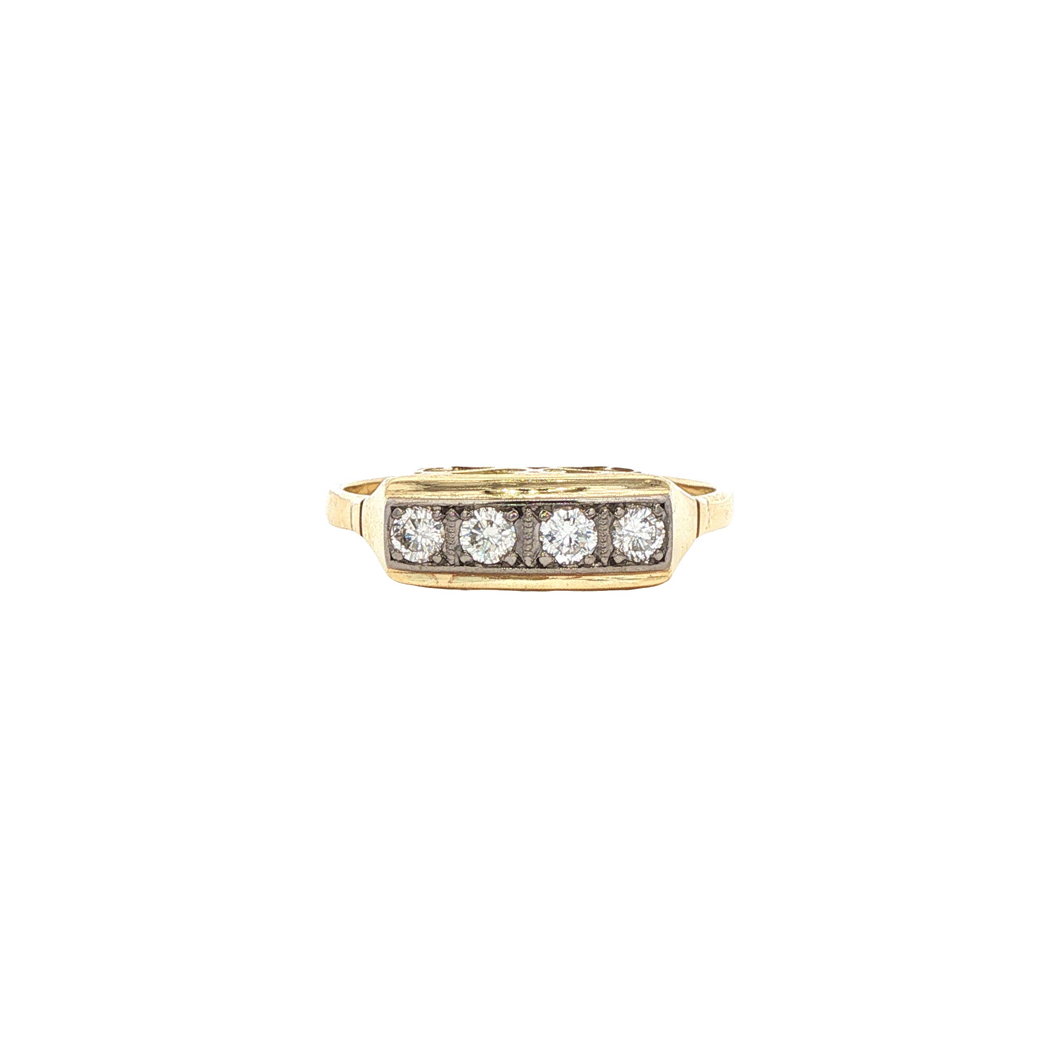 Gouden vintage ring met diamant 14 kt