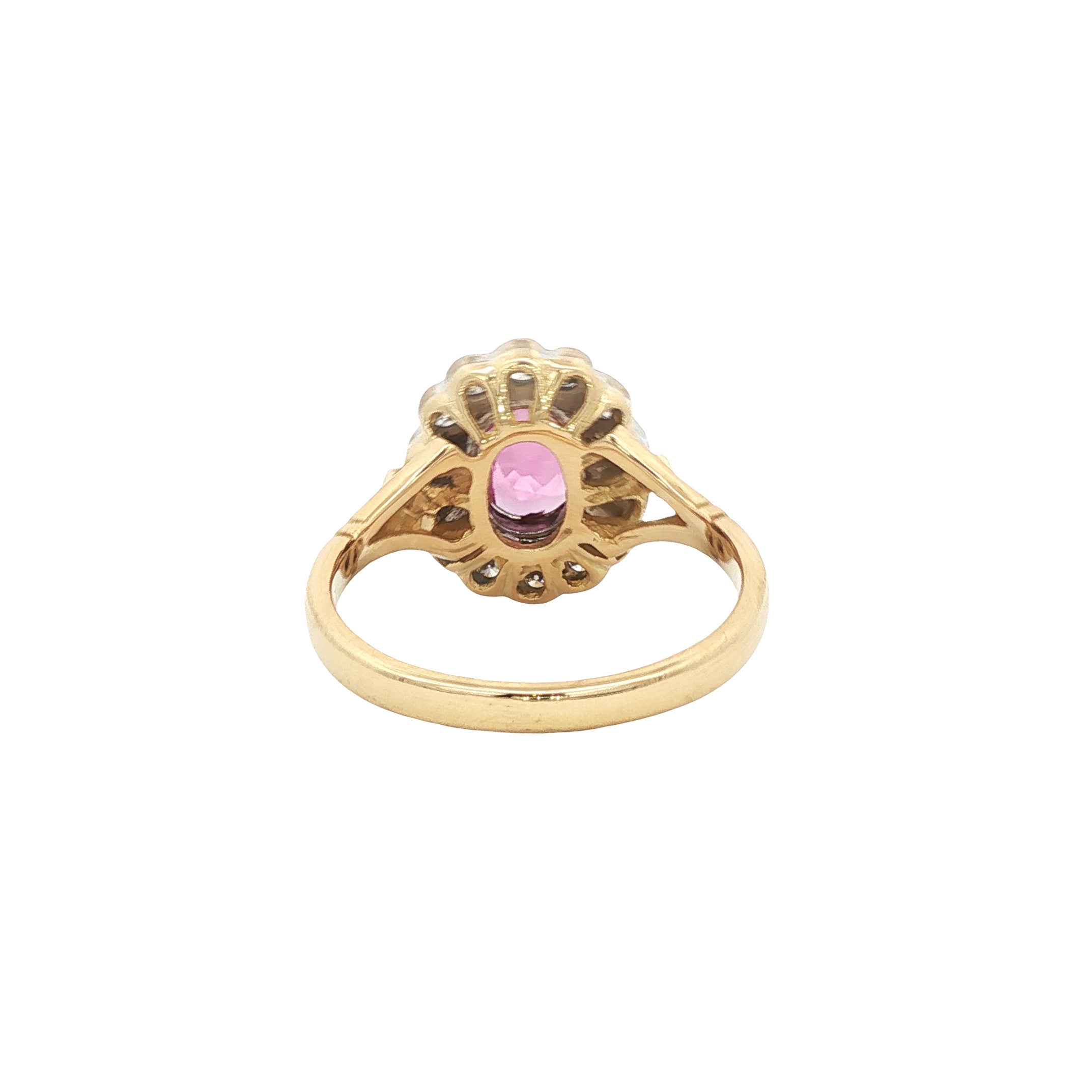 Gouden ring met robijn en diamant 18 kt