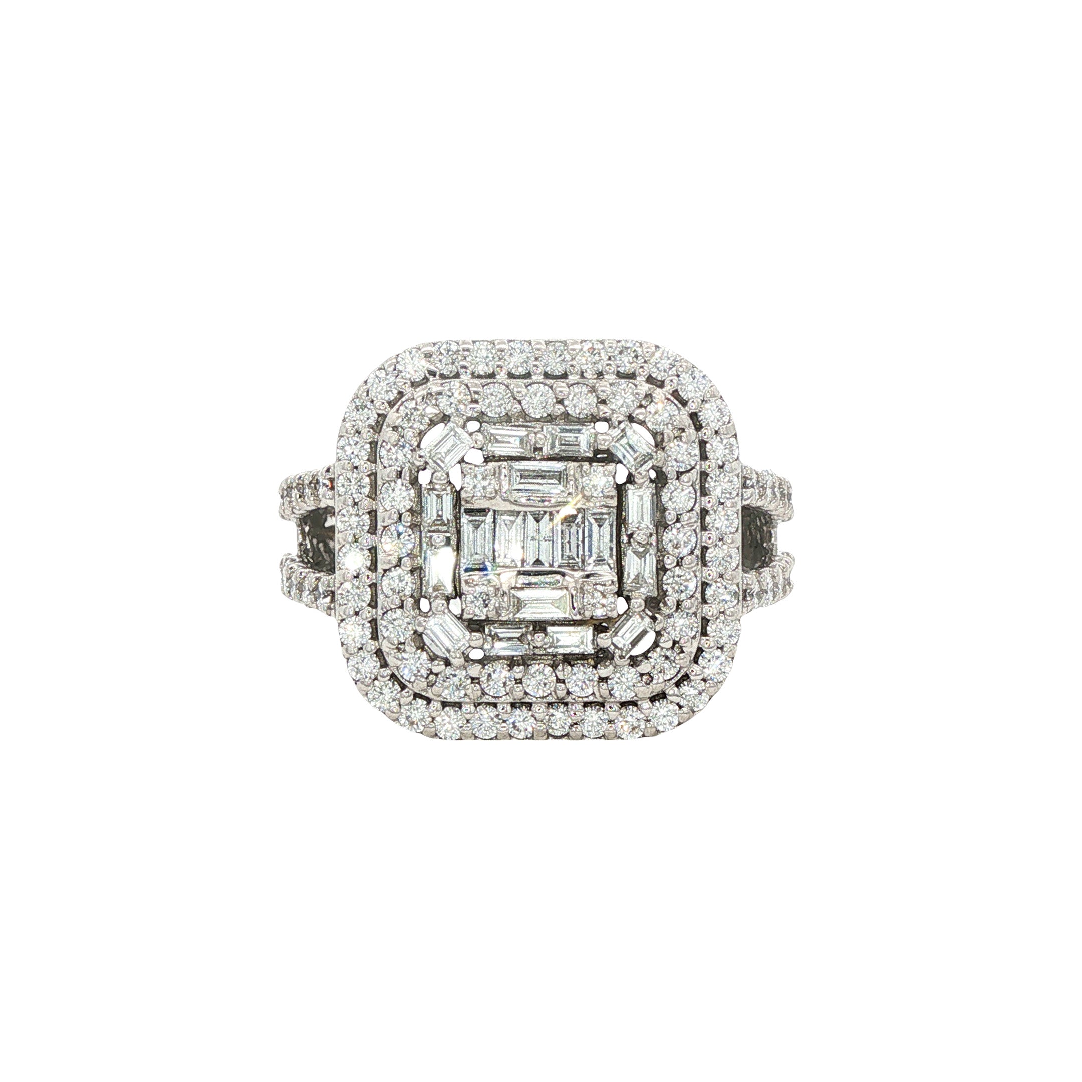 Witgouden vintage ring met diamant 18 kt