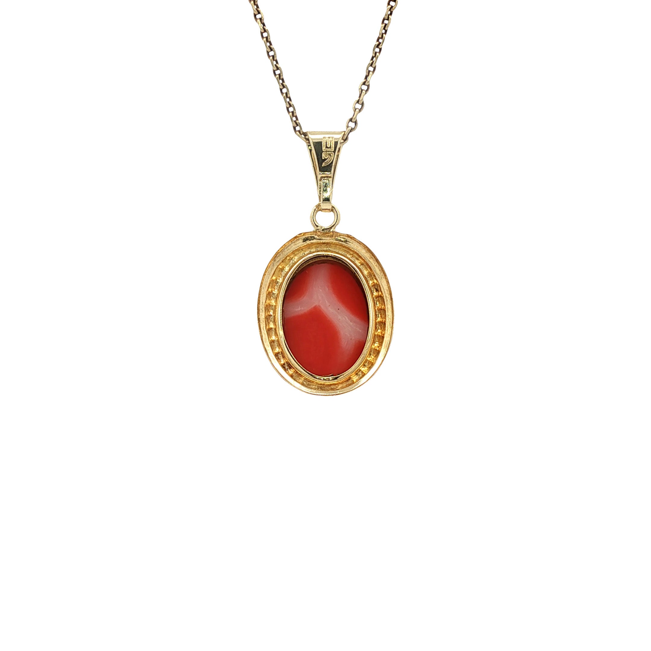 Gouden vintage hanger met bloedkoraal 14 kt